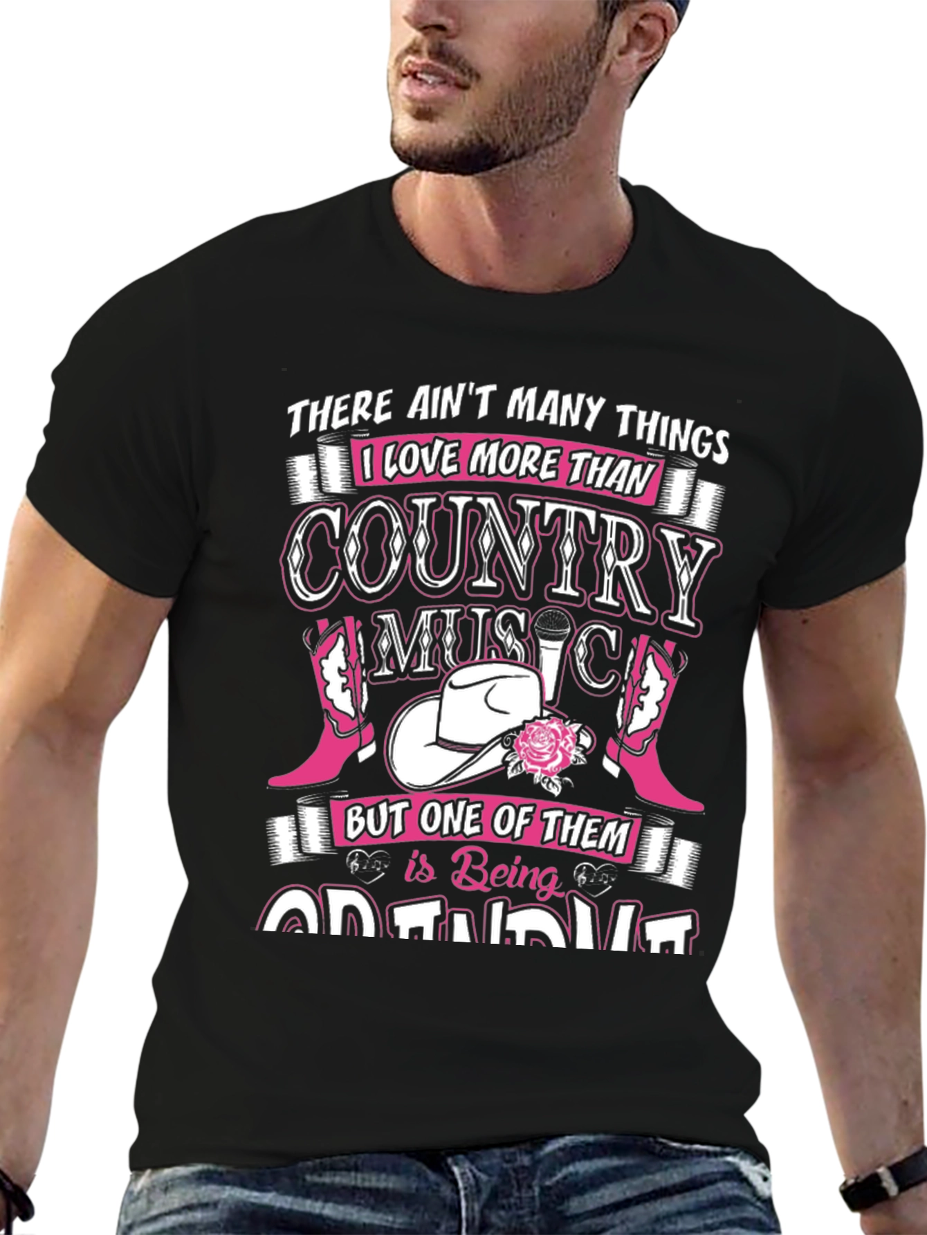 Black Country Music Grandma Black Graphic T-Shirt view 6