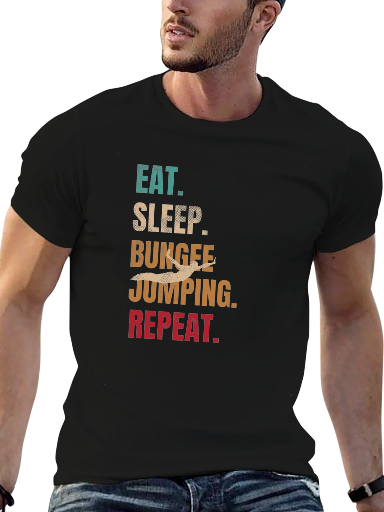 Eat Sleep Bungee Jump Repeat Black T-Shirt - 6