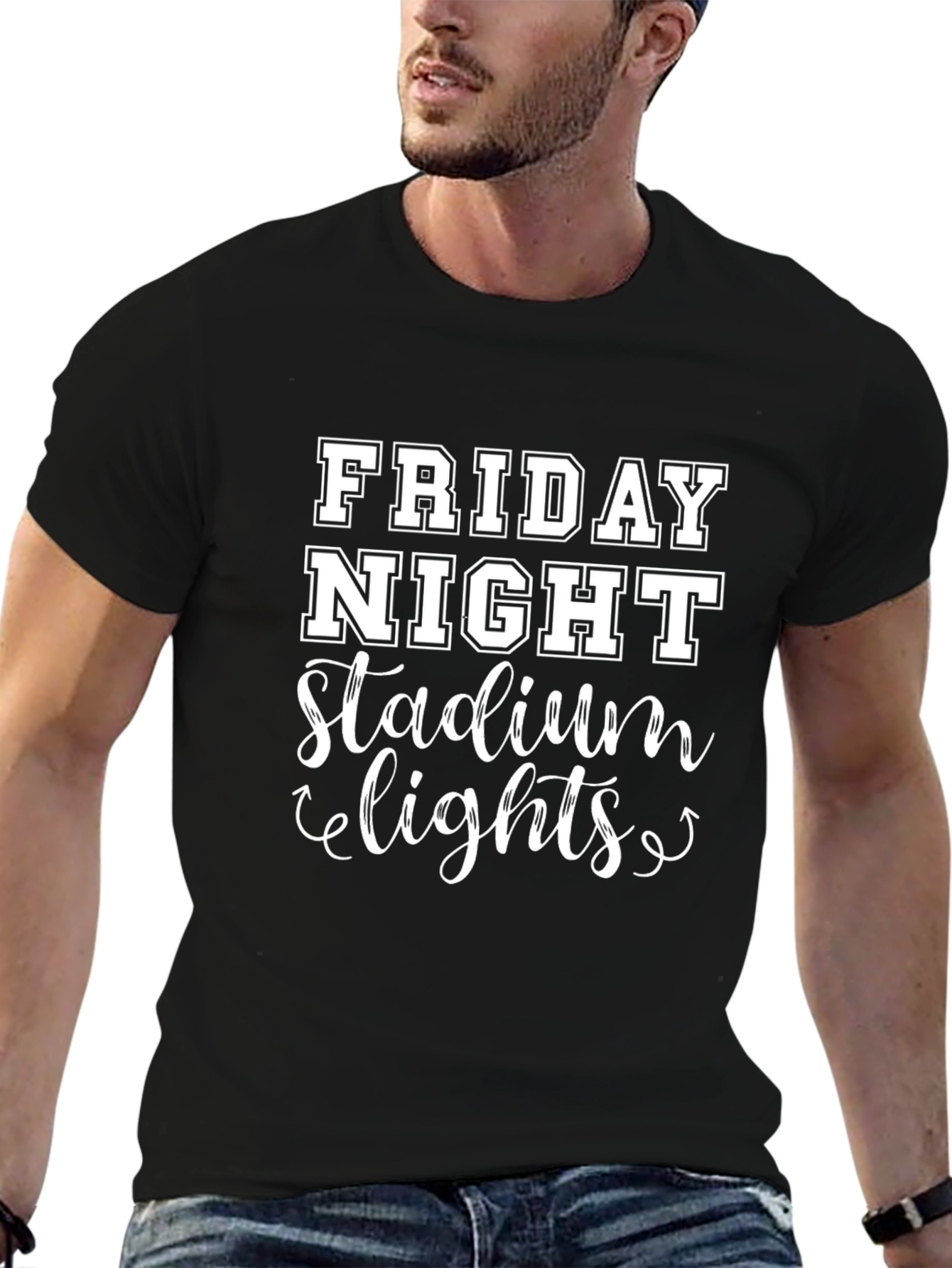 Black Friday Night Stadium Lights Black T-Shirt view 6