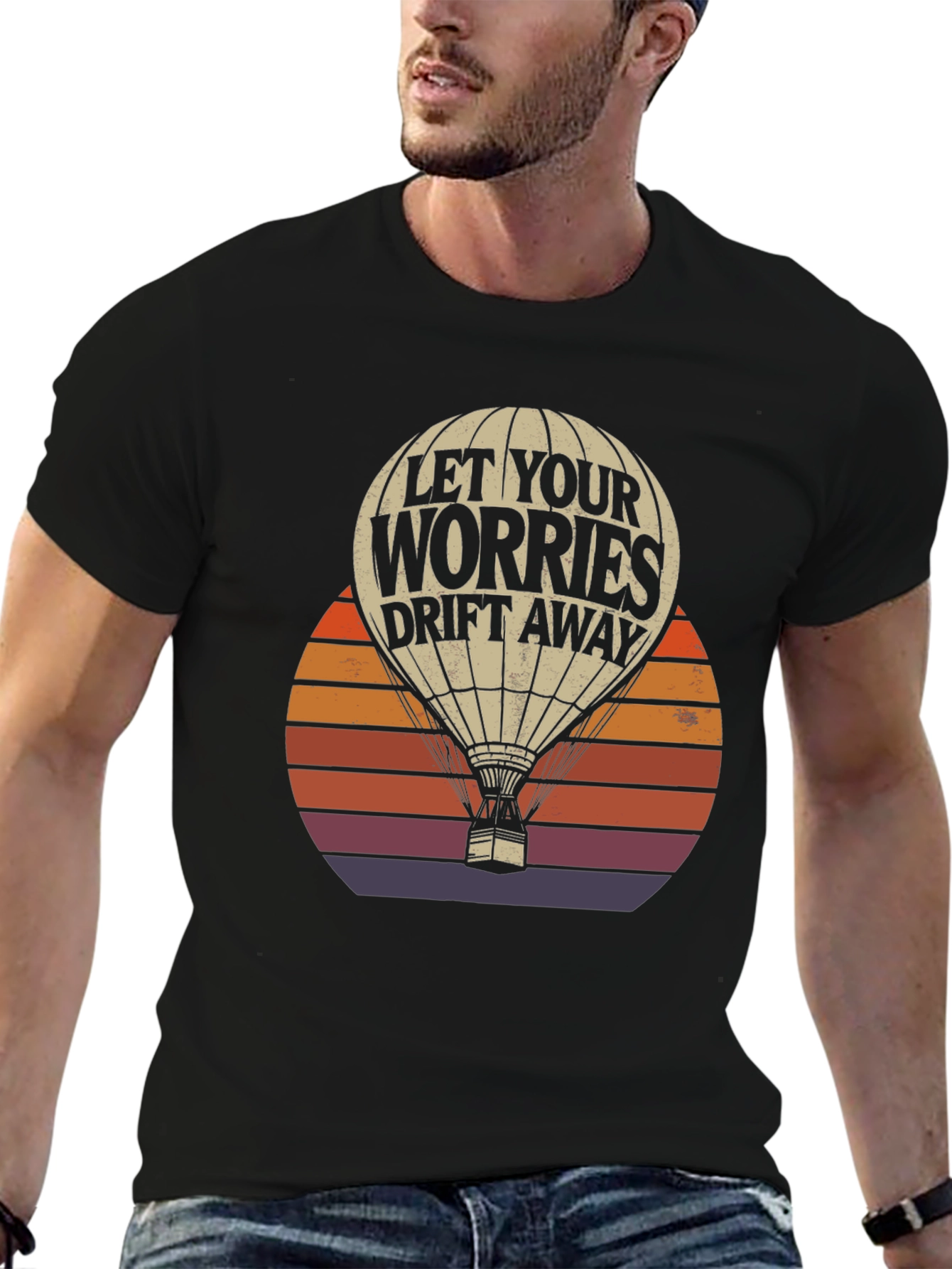 Black Let Your Worries Drift Away T-Shirt view 6