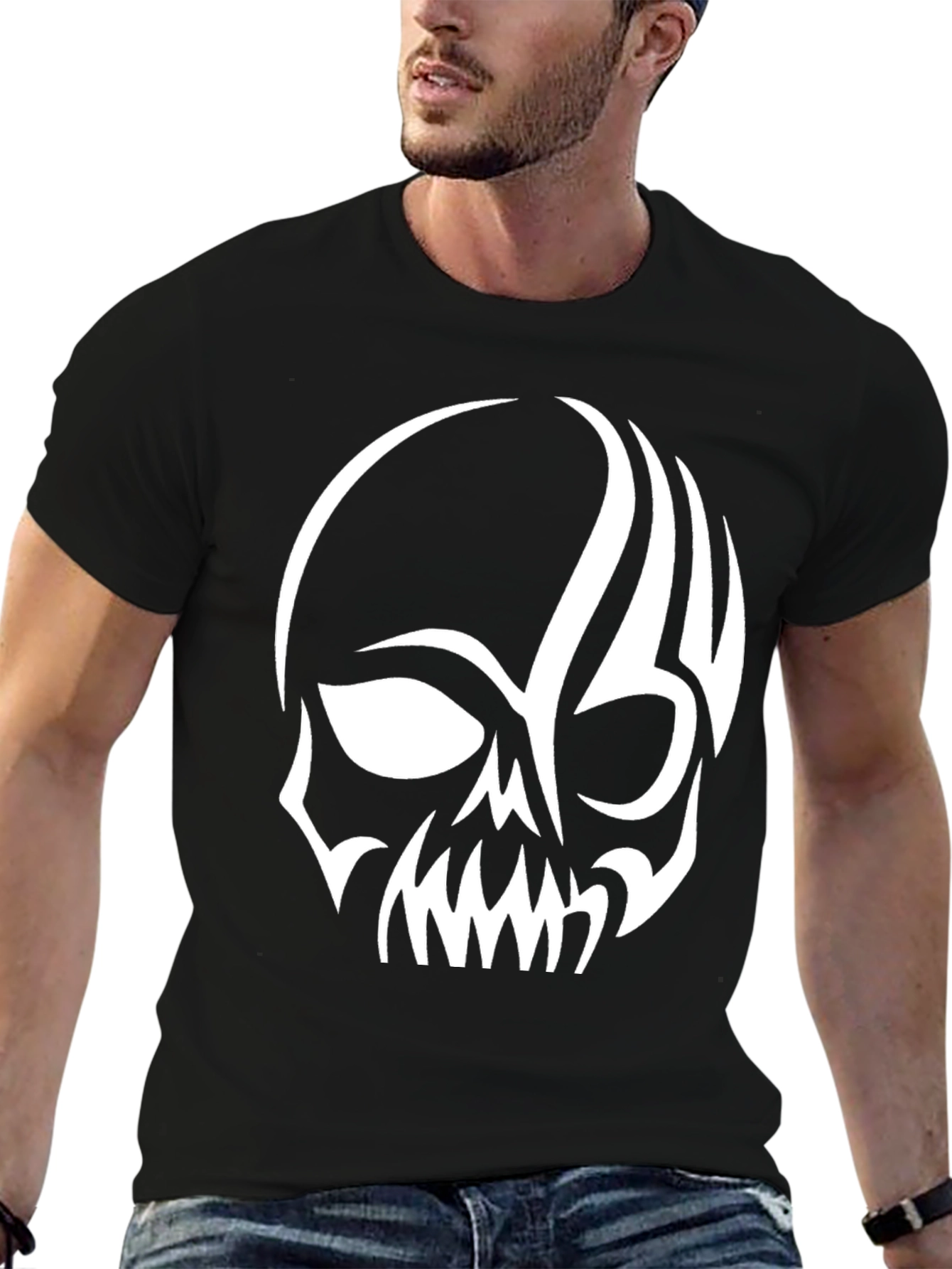 Black Skull Graphic Tee - Men's Black T-Shirt view 6