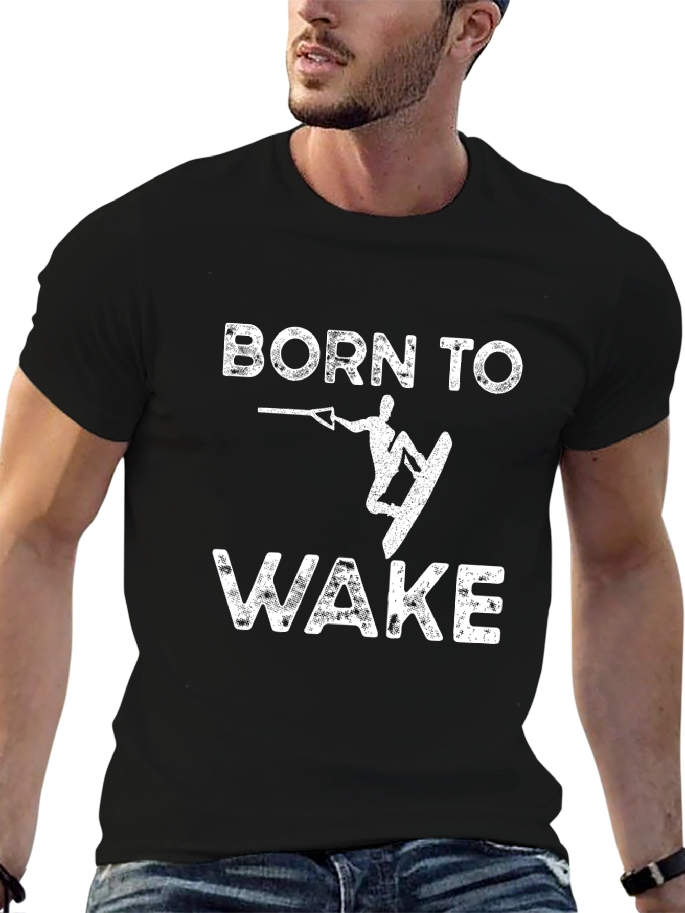 Black Born to Wake Black Graphic Tee view 6