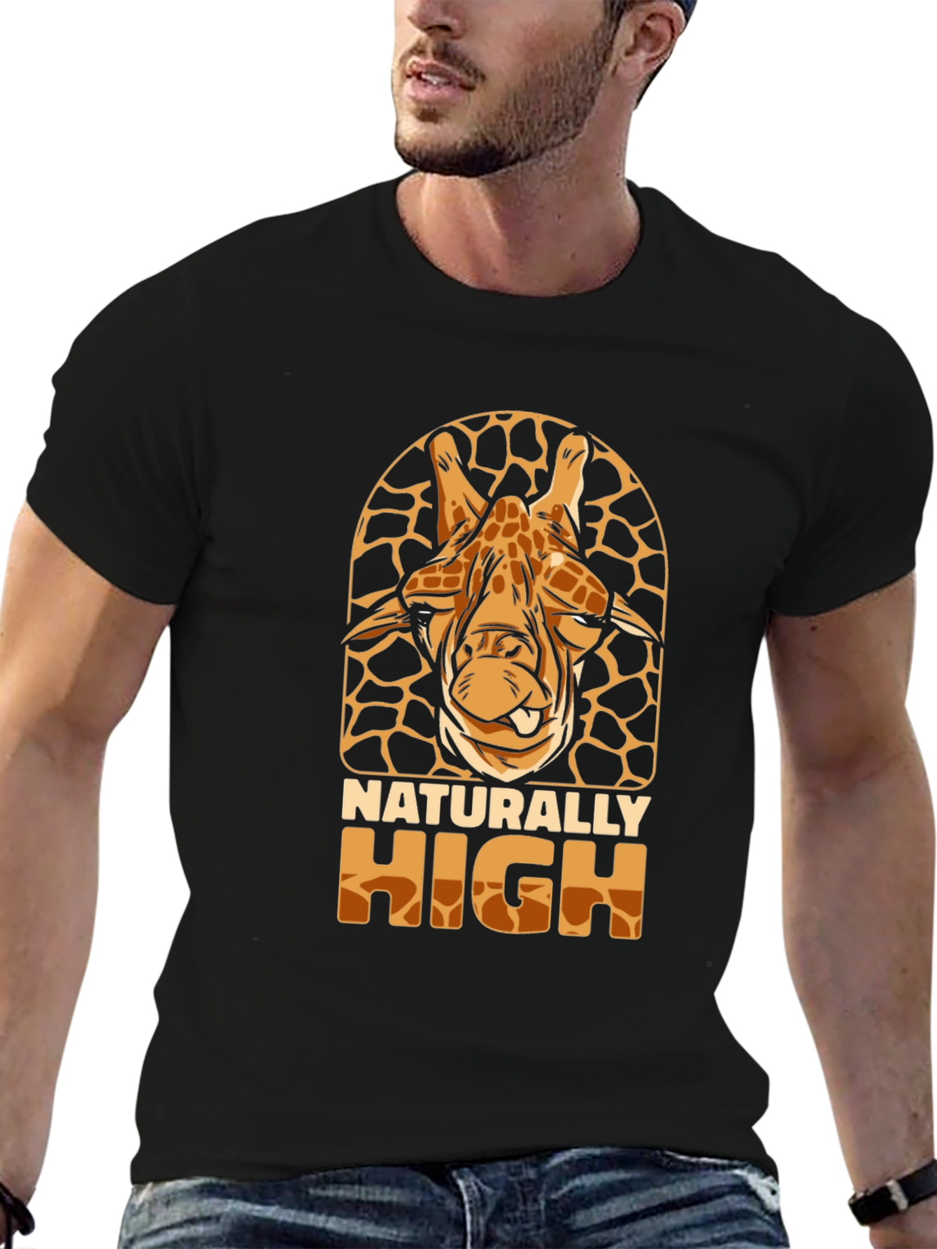 Black Naturally High Giraffe Graphic T-Shirt view 6