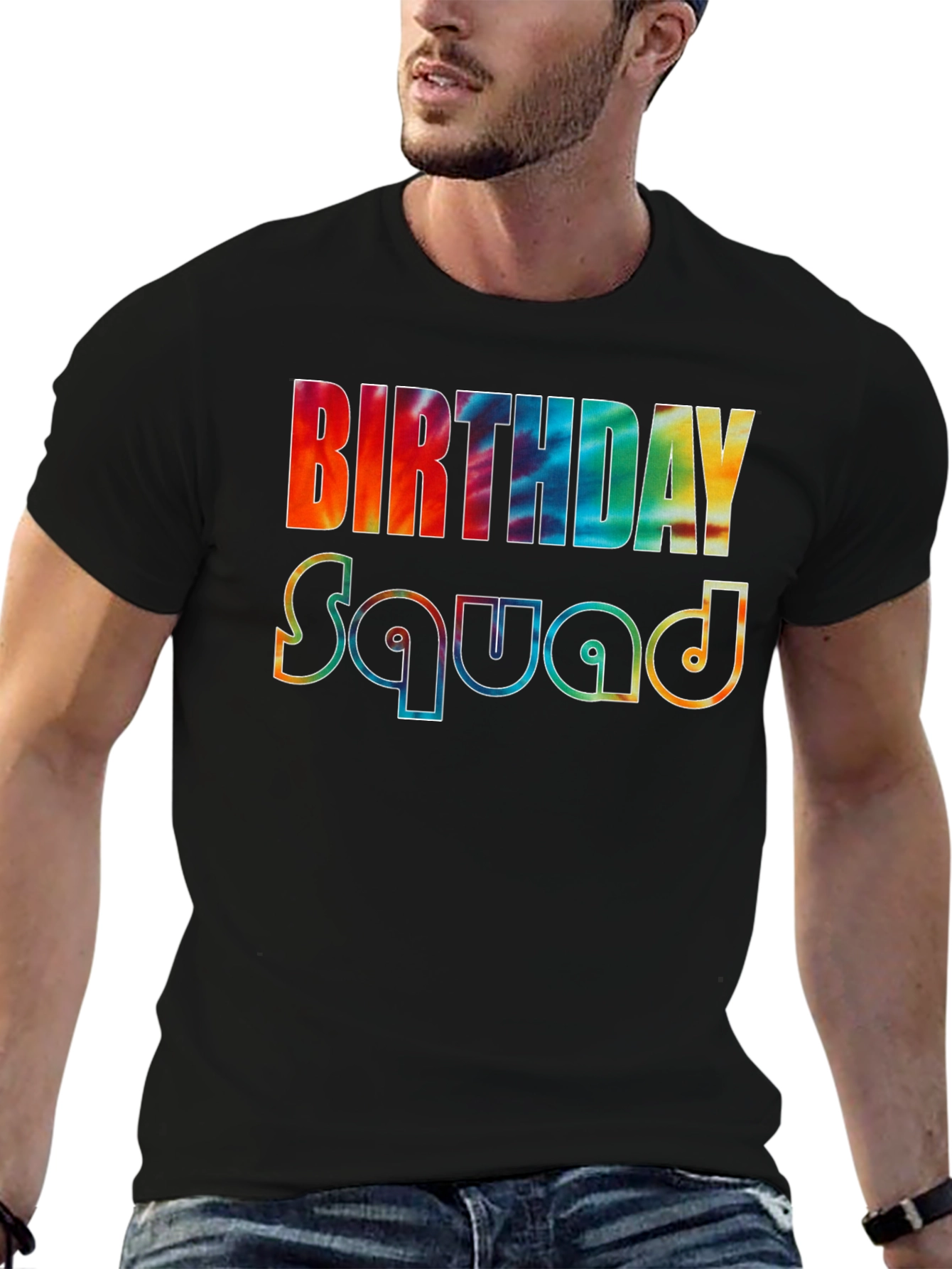 Black Birthday Squad Tie-Dye Graphic Tee view 6