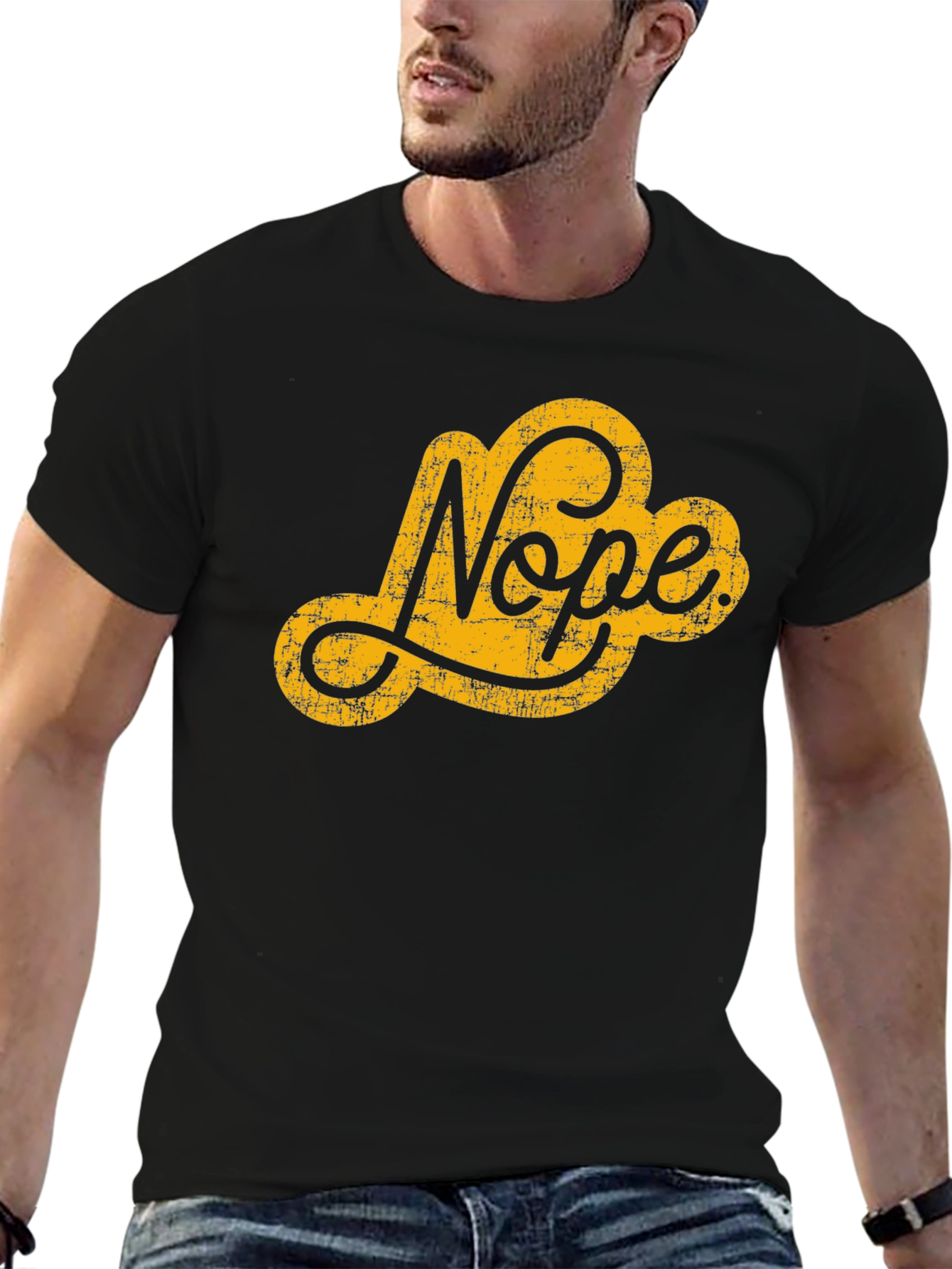 Black Nope Graphic Tee - Black Crew Neck T-Shirt view 6