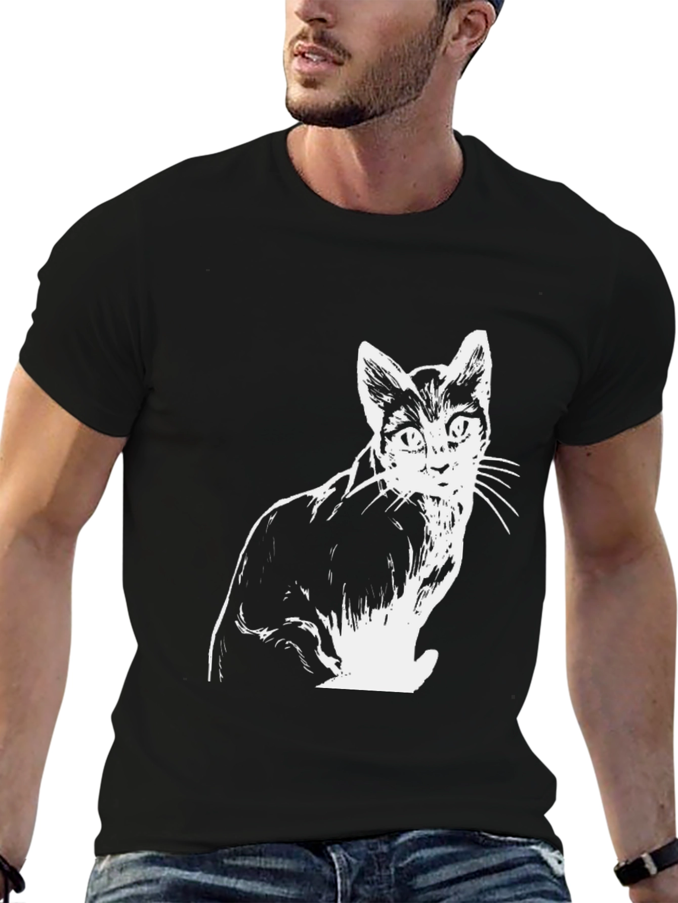 Black Cat Graphic T-Shirt - Stylish Black Tee view 6