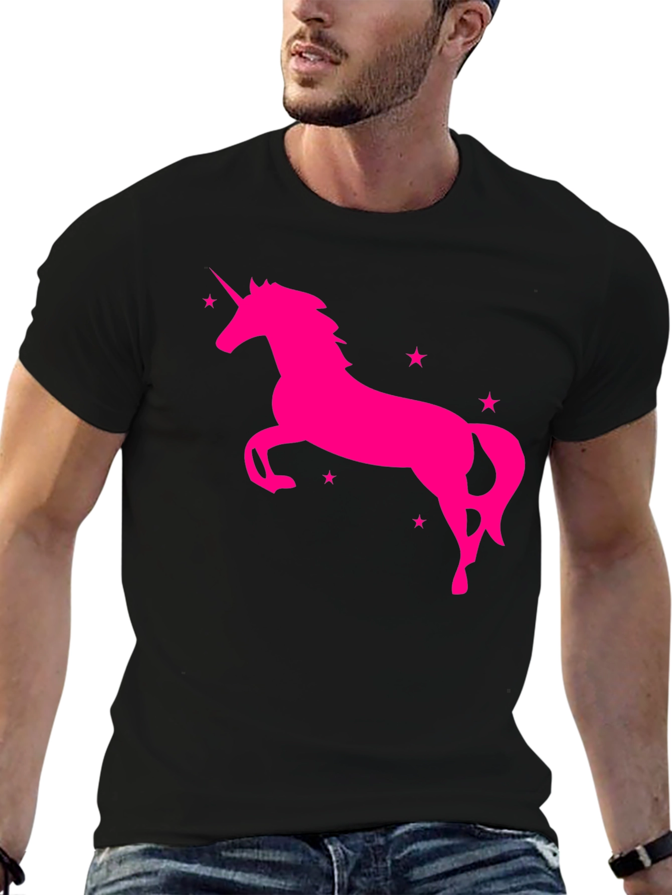 Black Unicorn Graphic Tee - Men's Black Shirt view 6