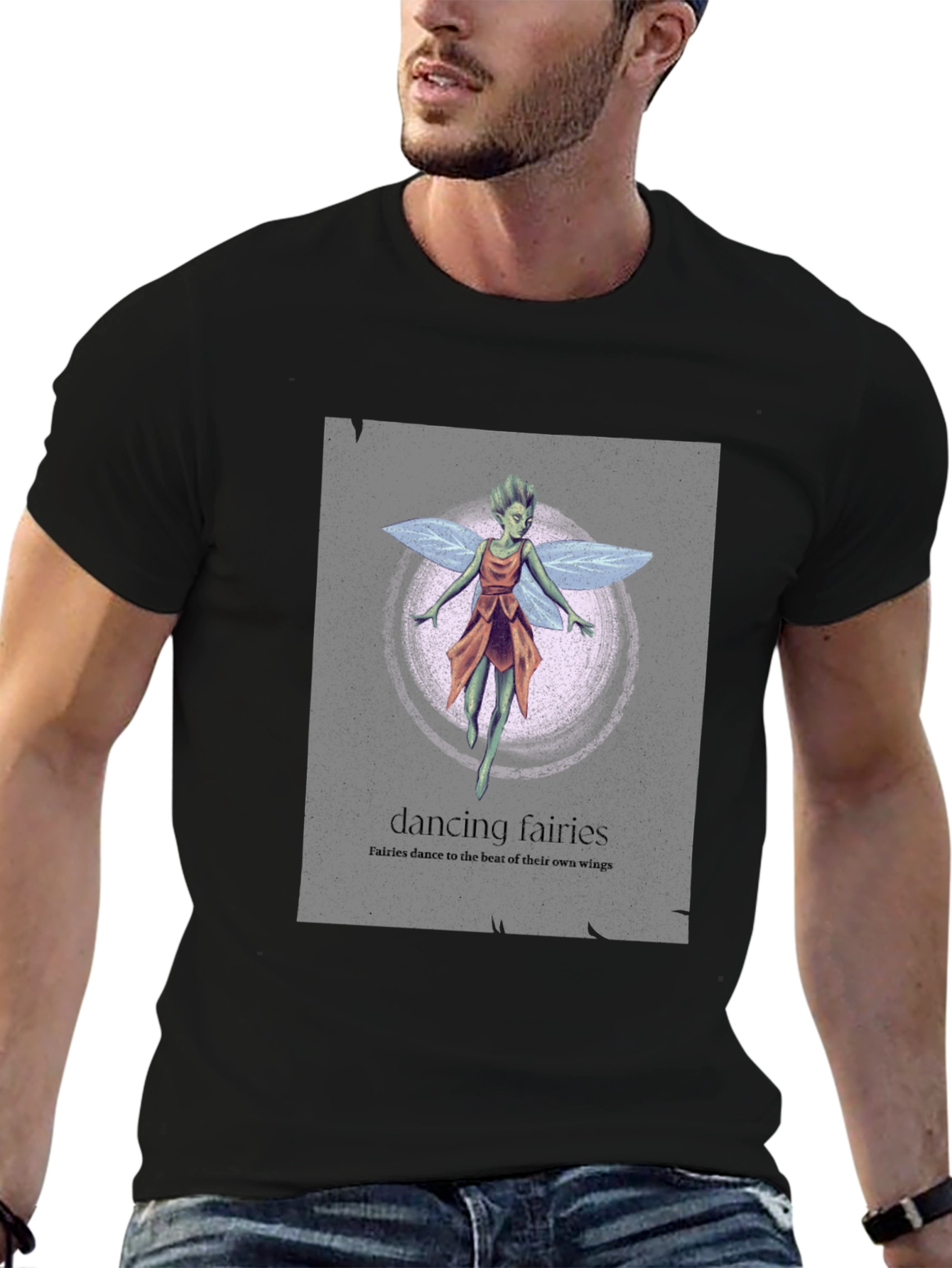 Black Dancing Fairies Graphic Tee - Unique Design, Soft Cotton view 6