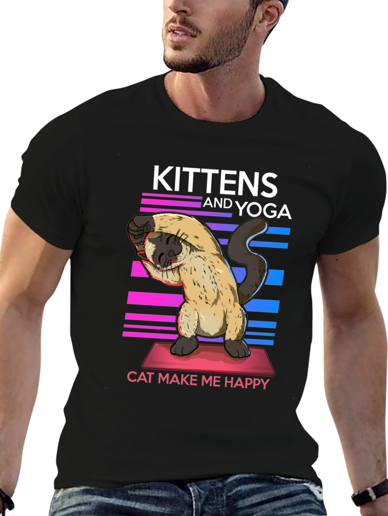 Black Kittens & Yoga Cat Lover T-Shirt view 6