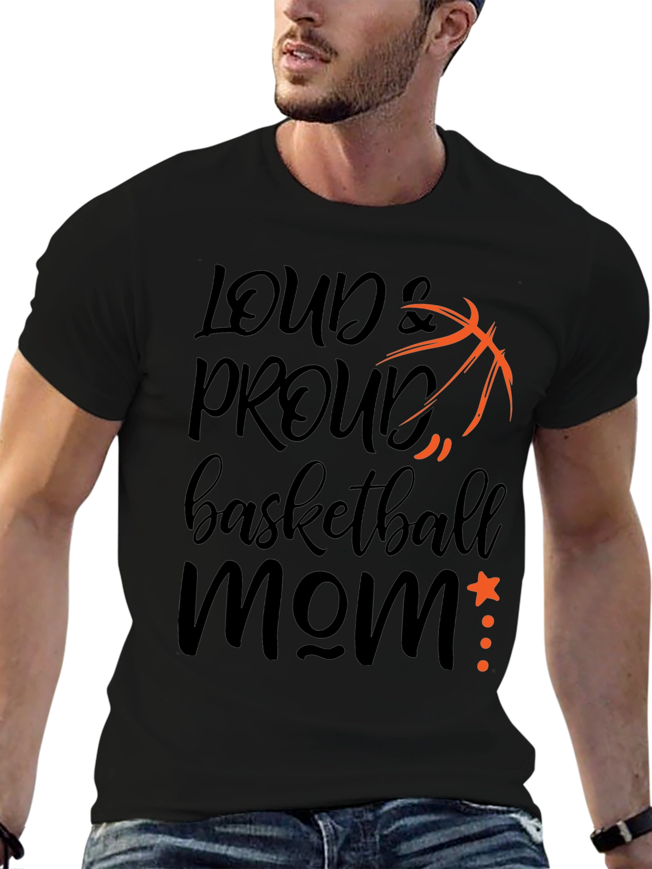 Black Loud and Proud Basketball Mom T-Shirt view 6