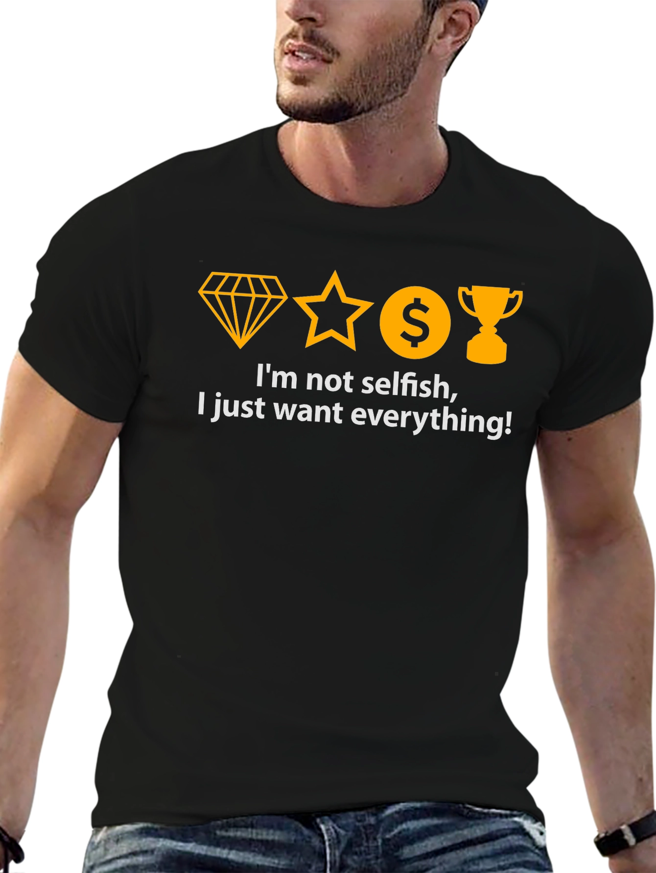 Black I Want Everything T-Shirt - Black view 6