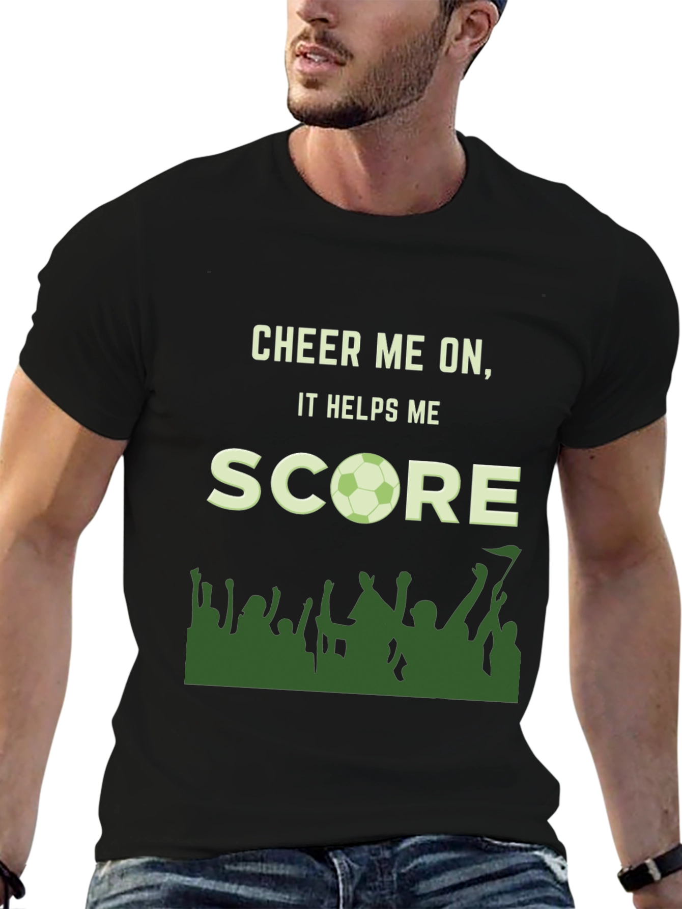 Black Cheer Me On Soccer T-Shirt view 6
