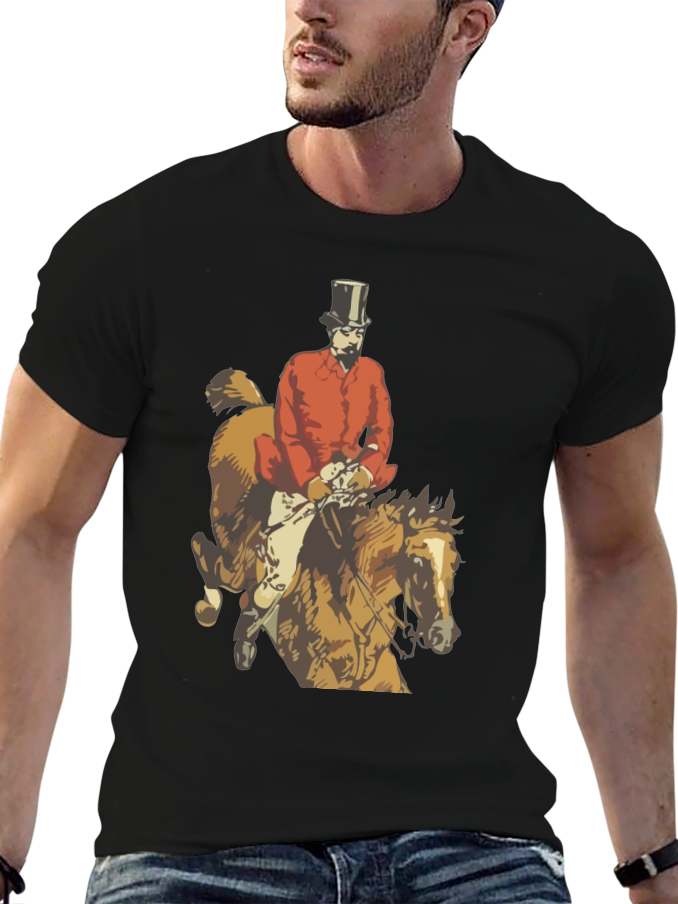 Black Equestrian Fox Hunter T-Shirt view 6