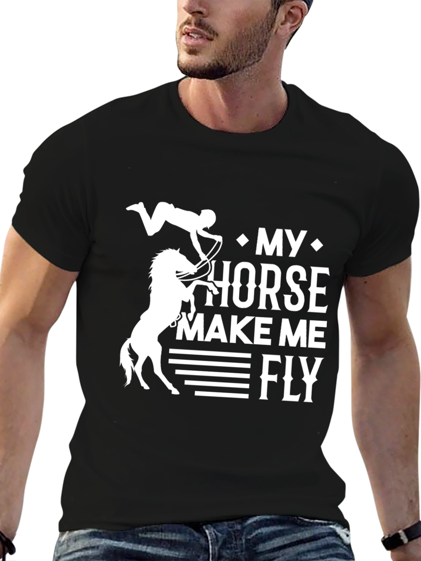 Black My Horse Makes Me Fly T-Shirt view 6