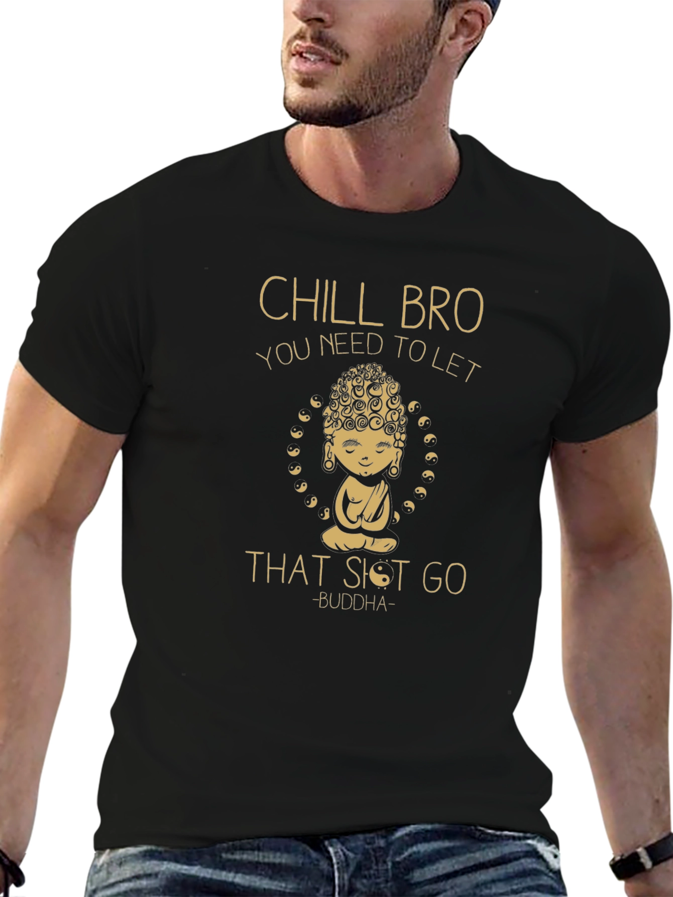 Black Chill Bro Buddha Graphic T-Shirt view 6