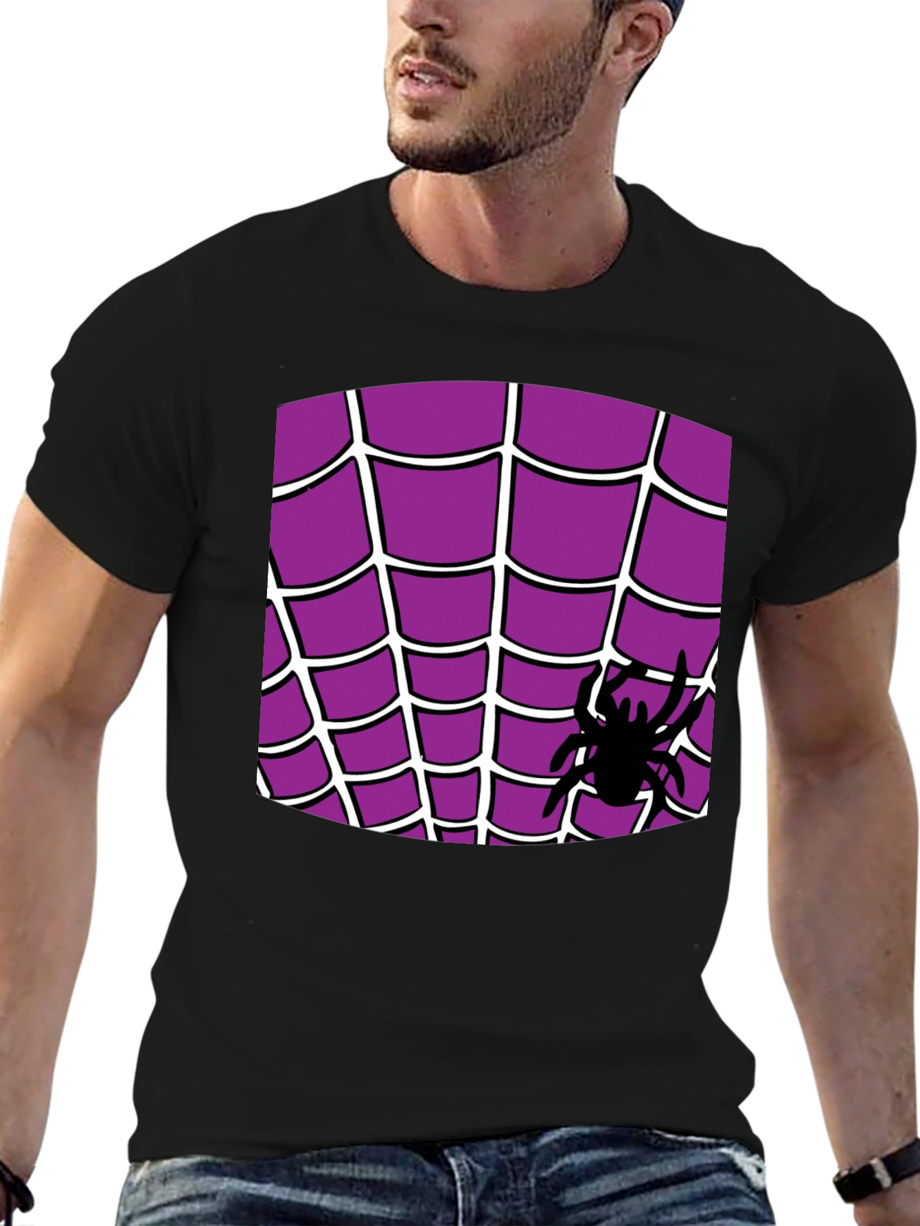 Black Spider Web T-Shirt - Halloween Costume view 6