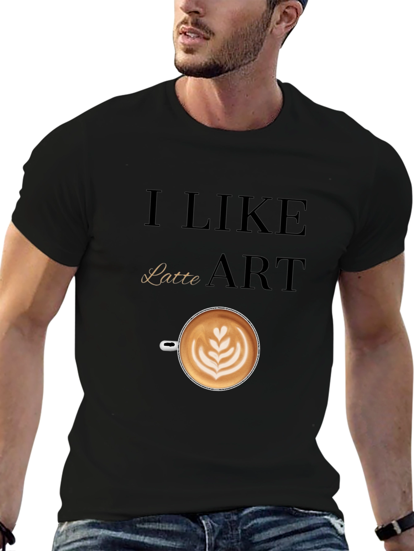 Black I Like Latte Art T-Shirt view 6
