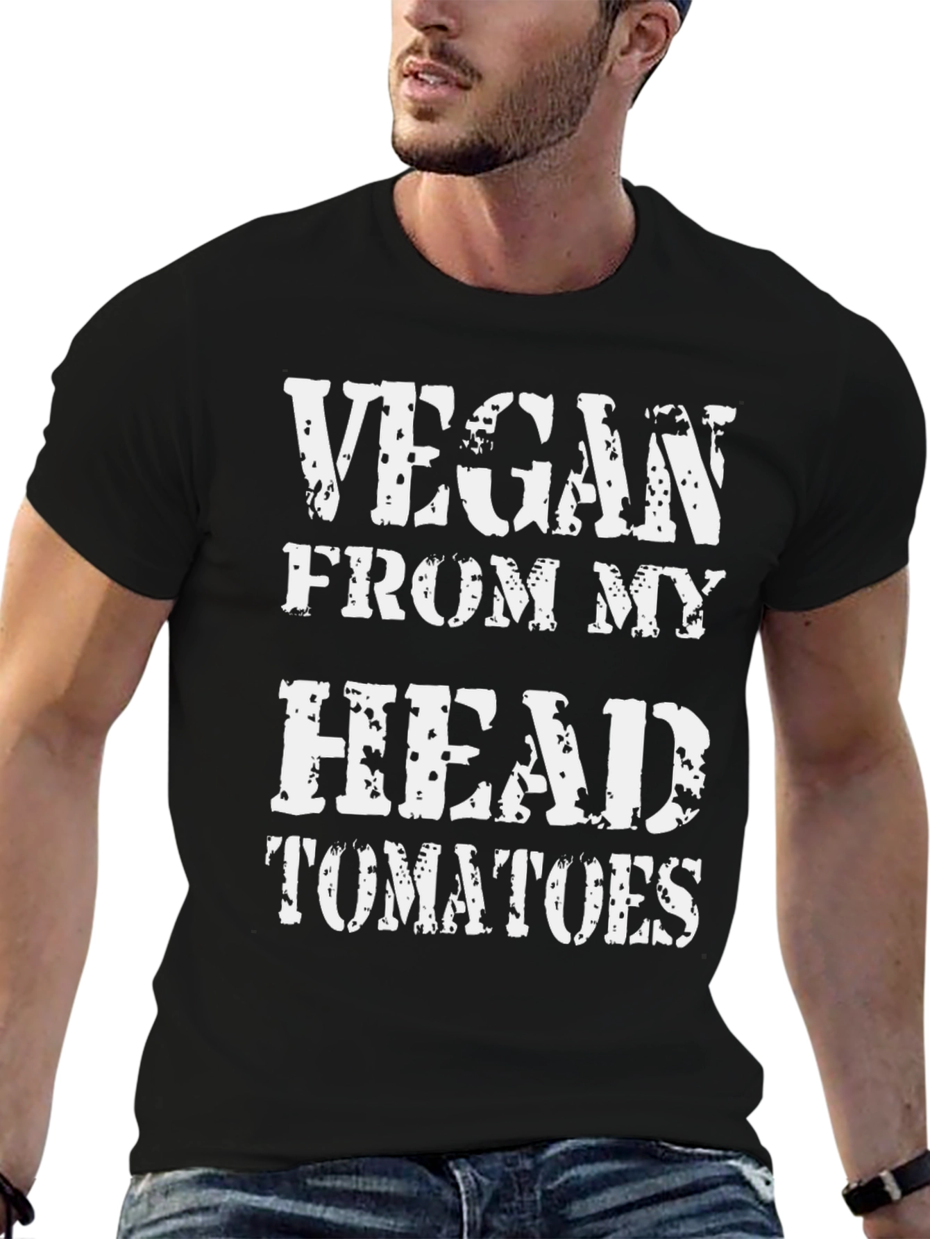 Black Vegan From My Head Tomatoes Graphic T-Shirt view 6