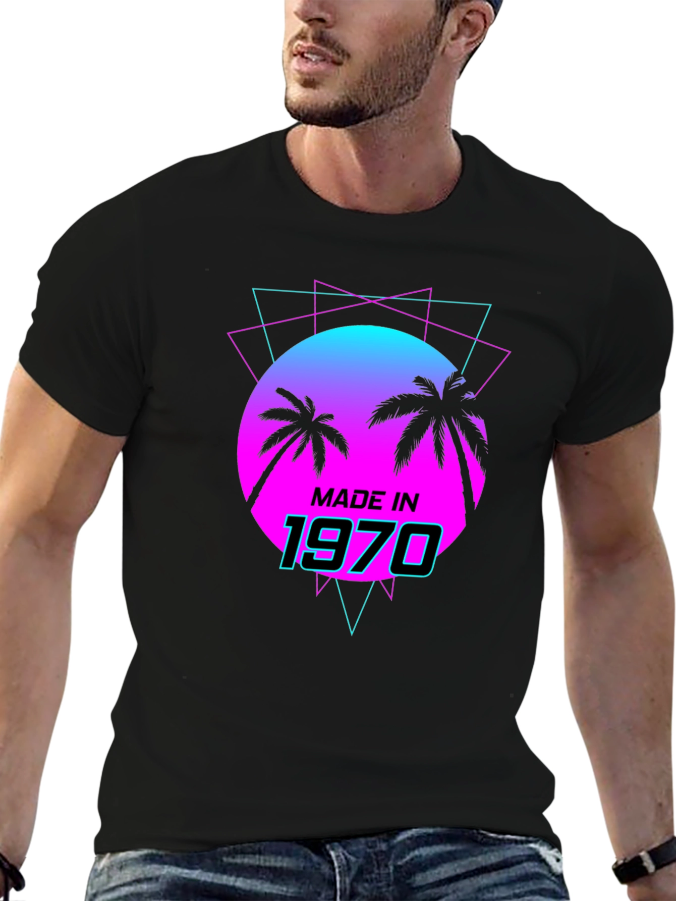 Black Made in 1970 Retro T-Shirt view 6