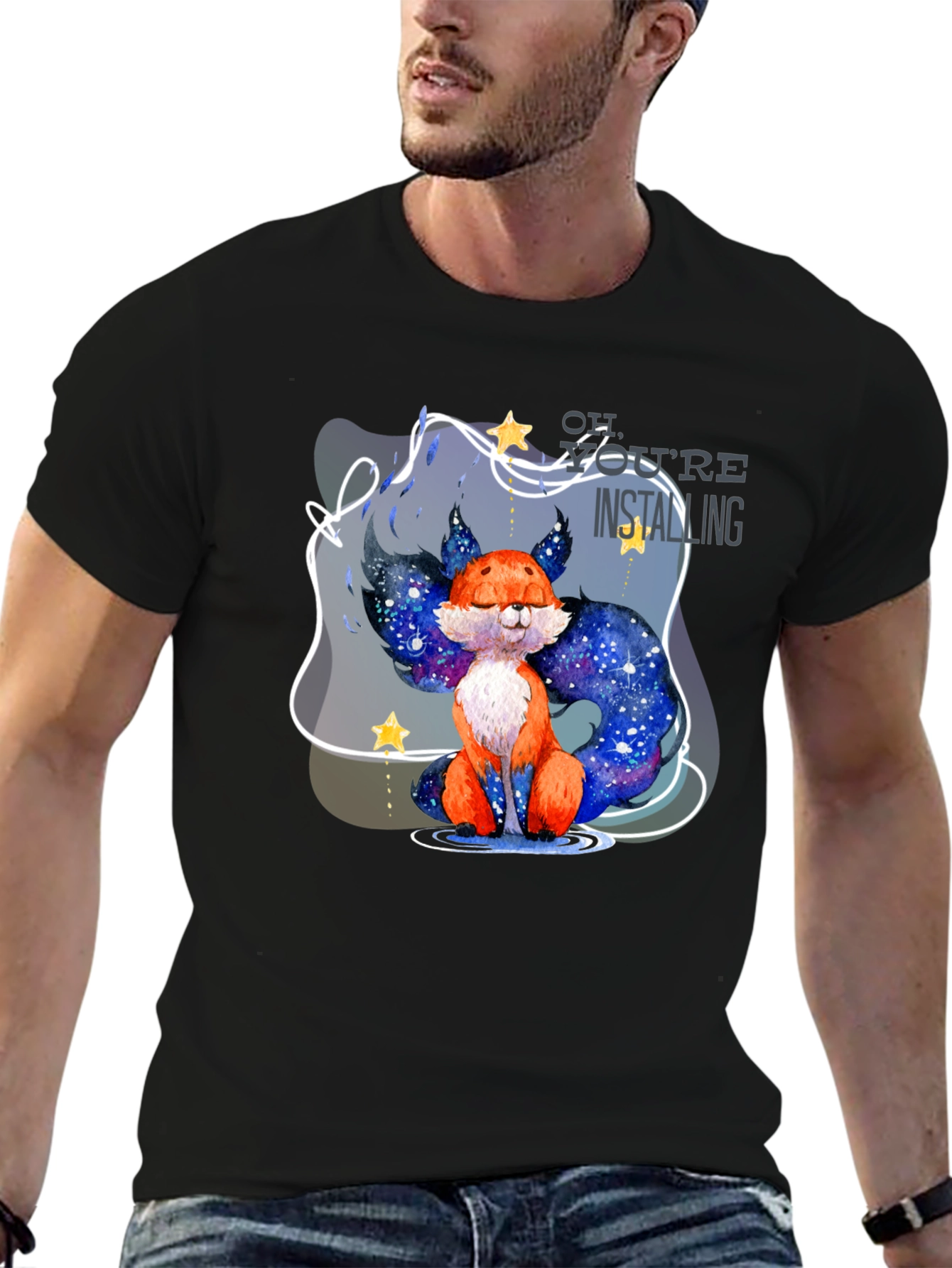 Black Galaxy Fox T-Shirt view 6