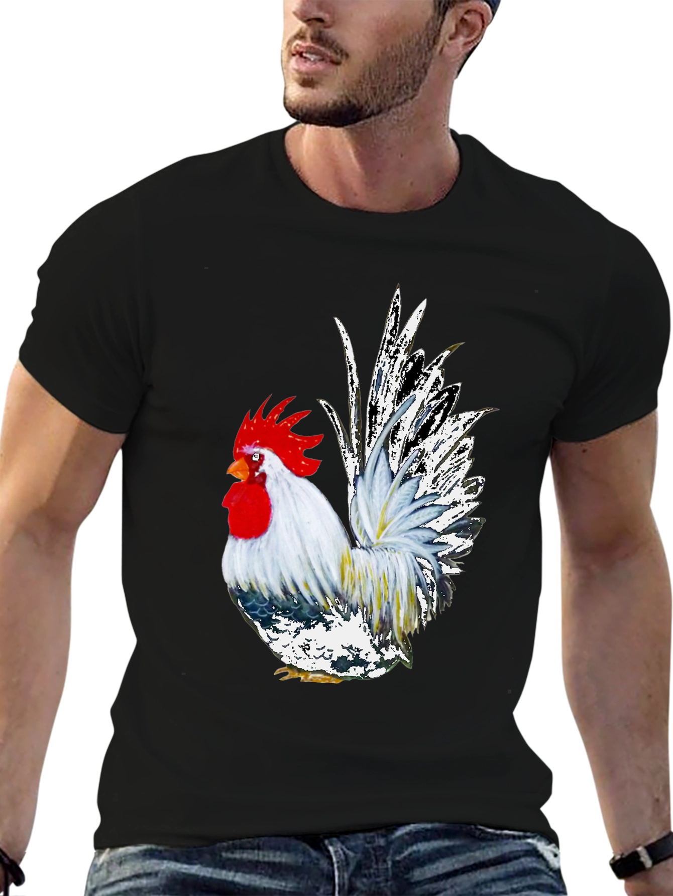 Rooster Graphic Tee - Cool Farm Animal T-Shirt - 6