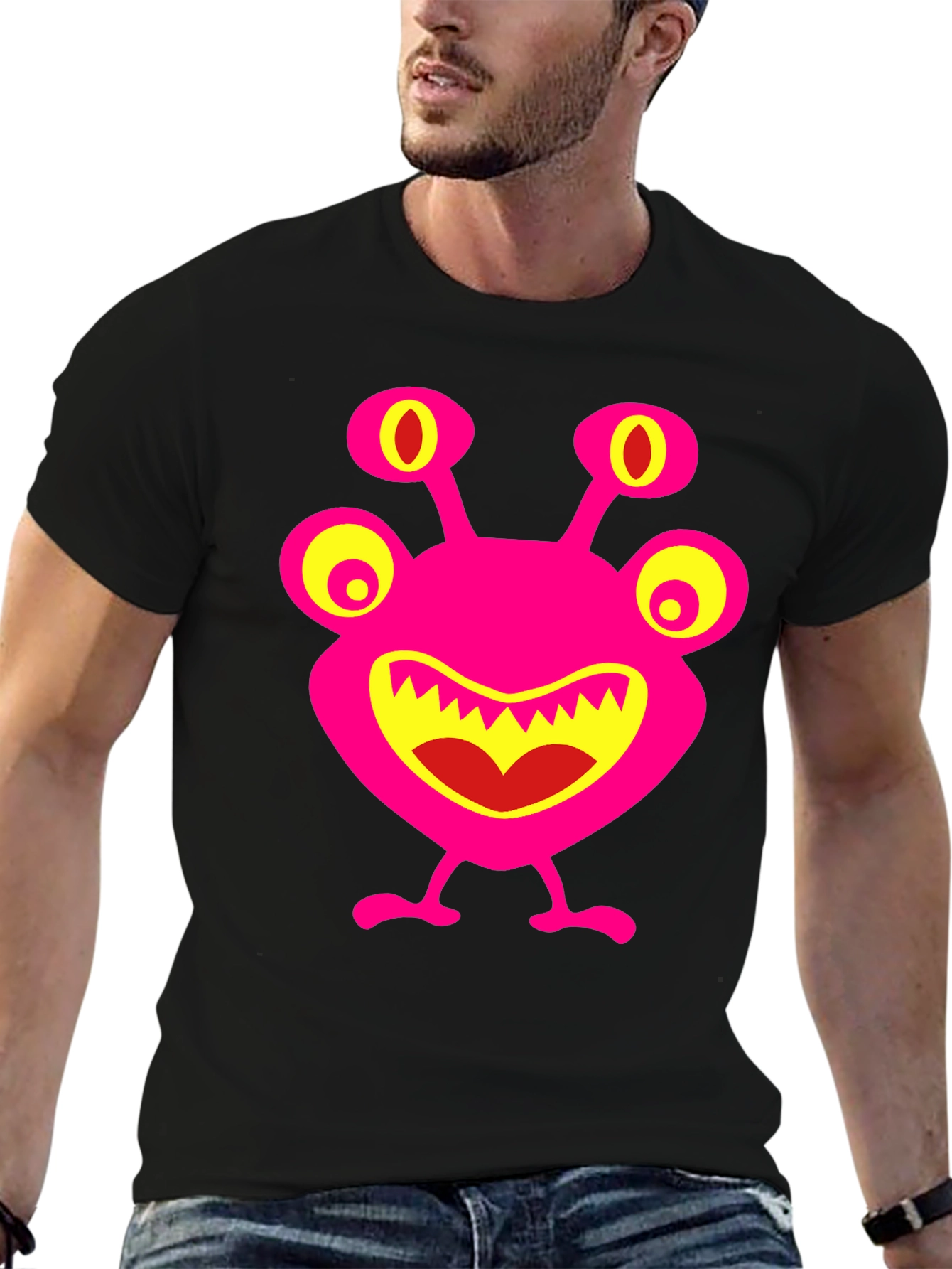 Black Funky Alien Graphic T-Shirt view 6
