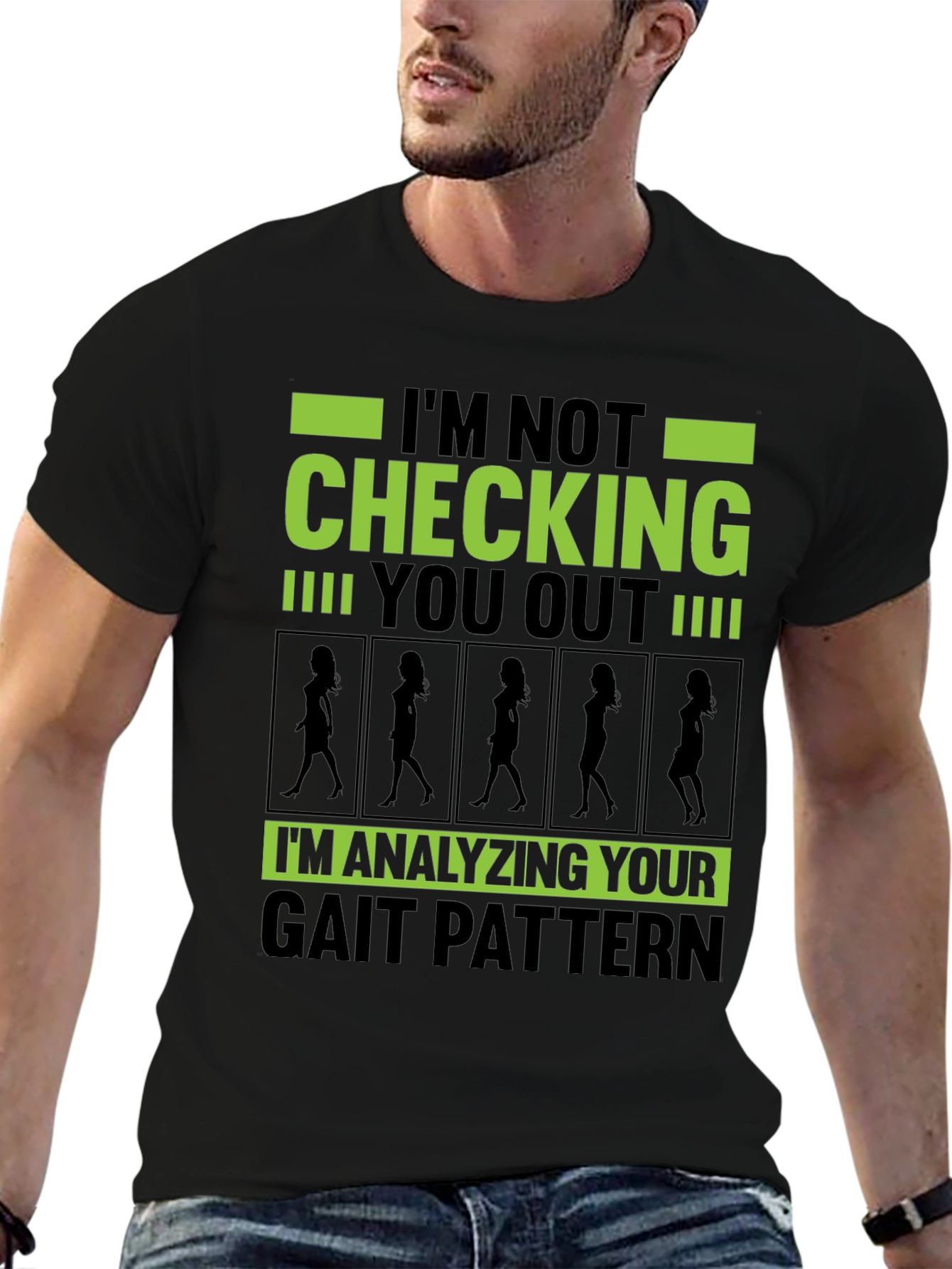 Black Funny Gait Pattern Analysis T-Shirt view 6