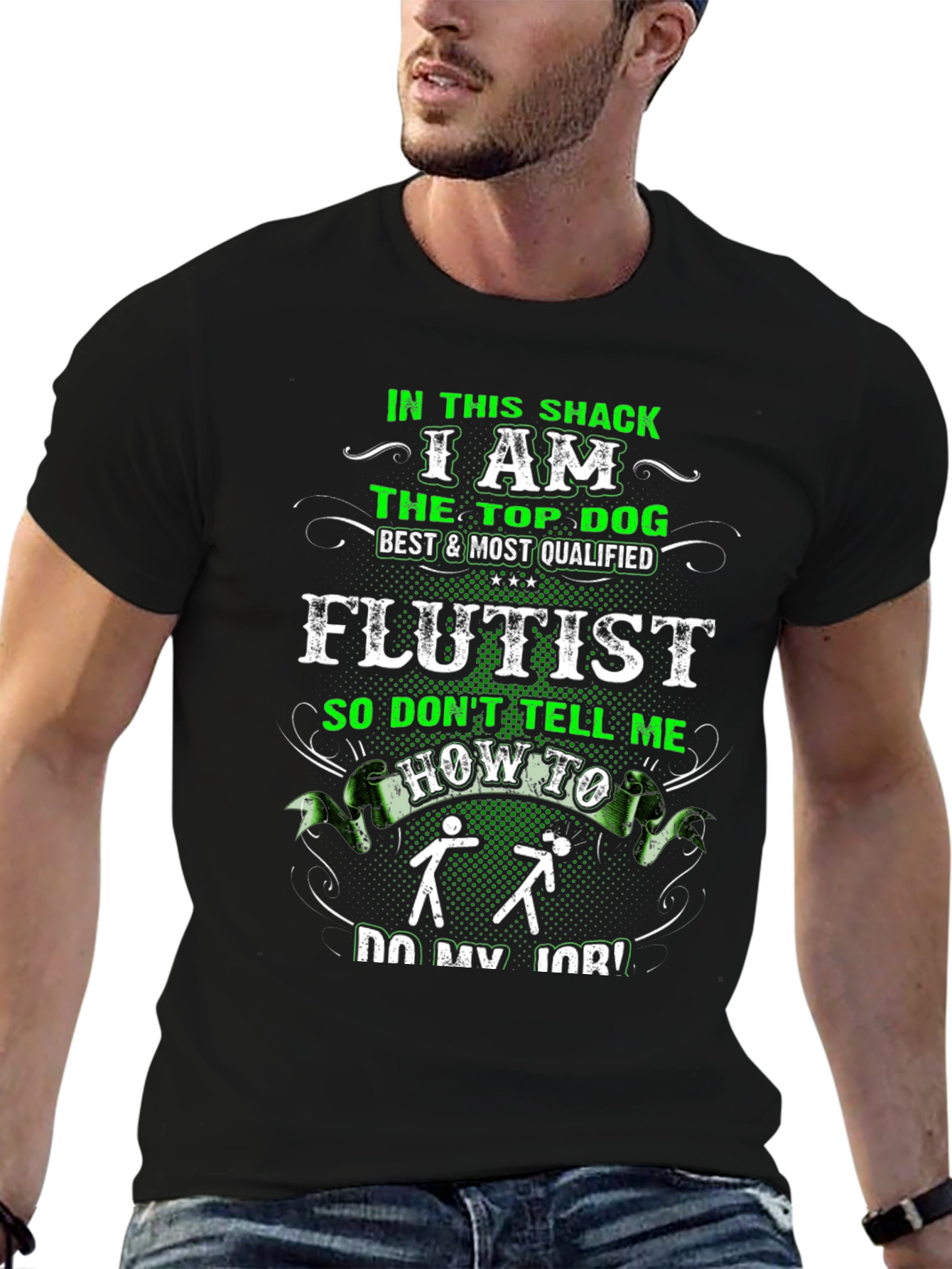 Black Top Dog Flutist Graphic Tee view 6