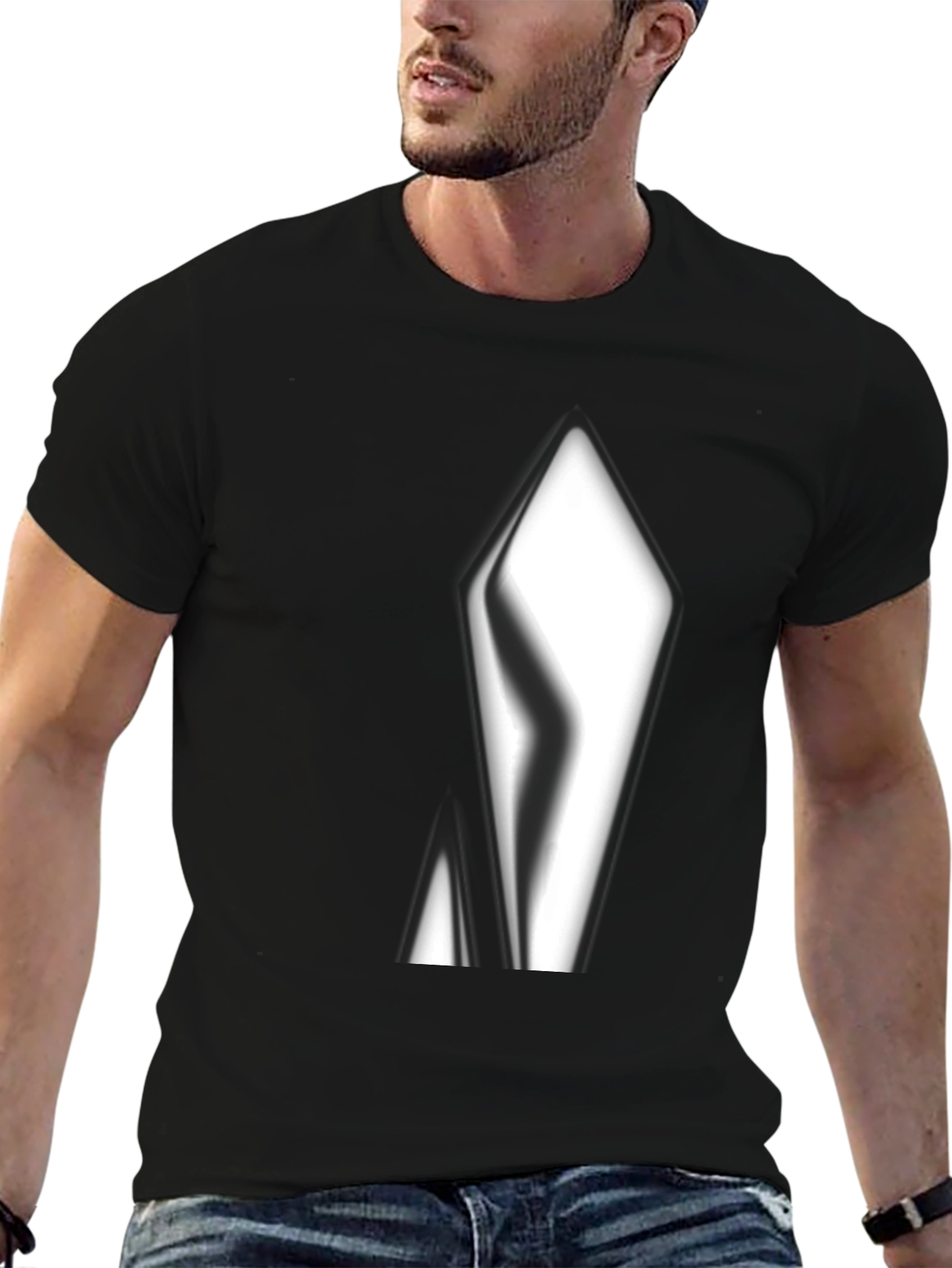 Black Abstract Graphic Black T-Shirt view 6