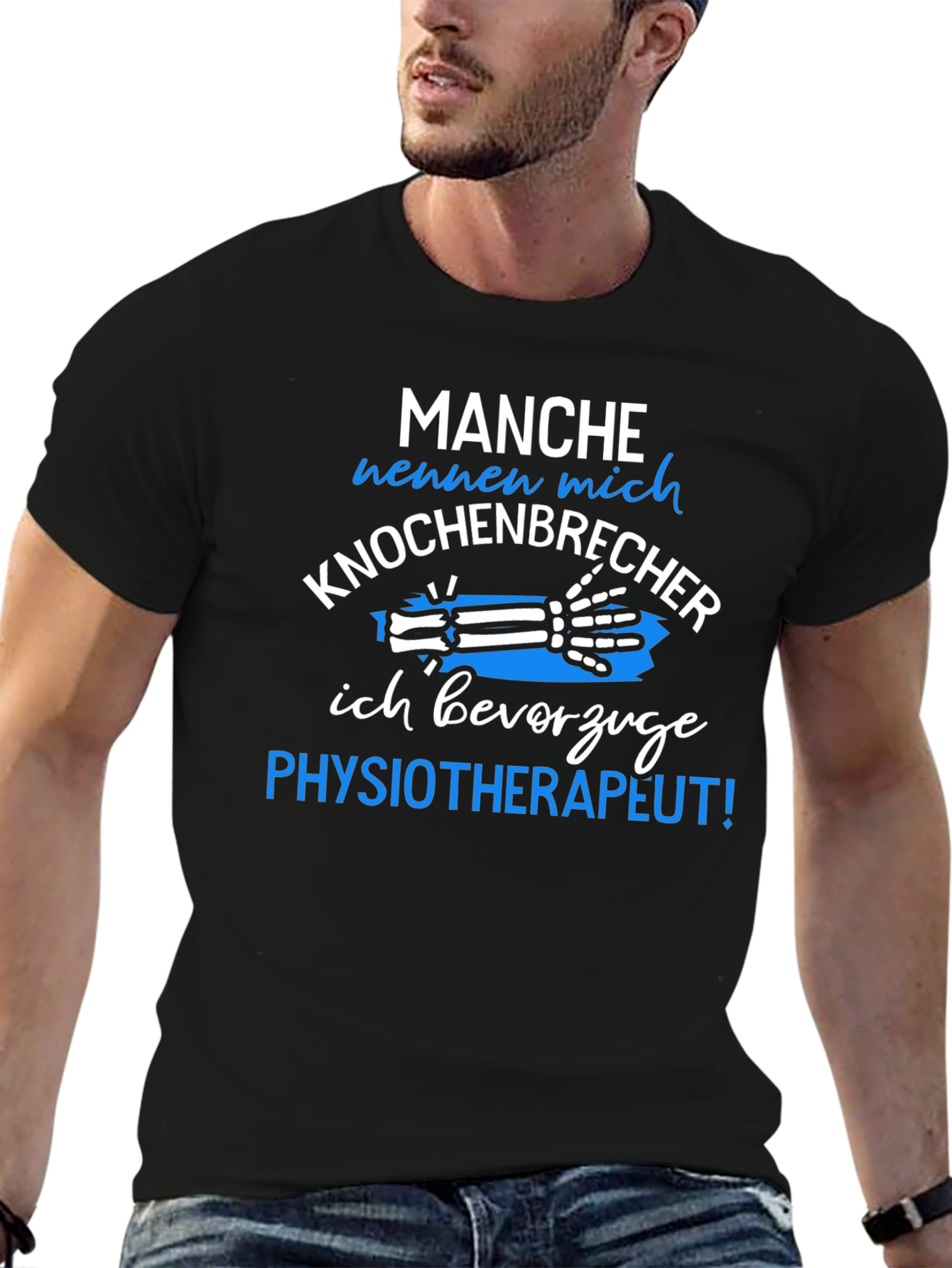 Black Funny Physical Therapist T-Shirt - Knochenbrecher Design view 6