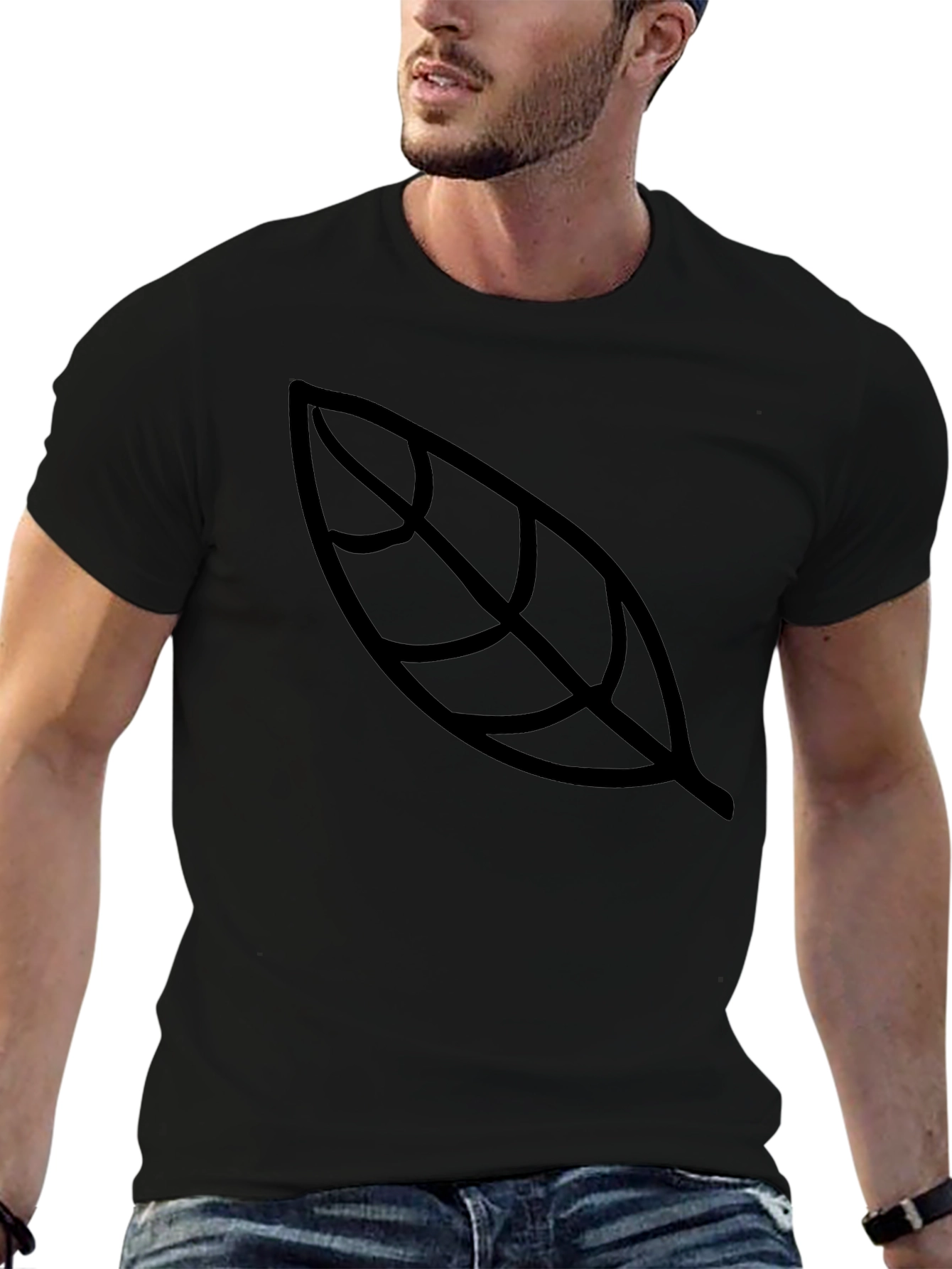 Black Leaf Graphic Black T-Shirt - Unisex view 6