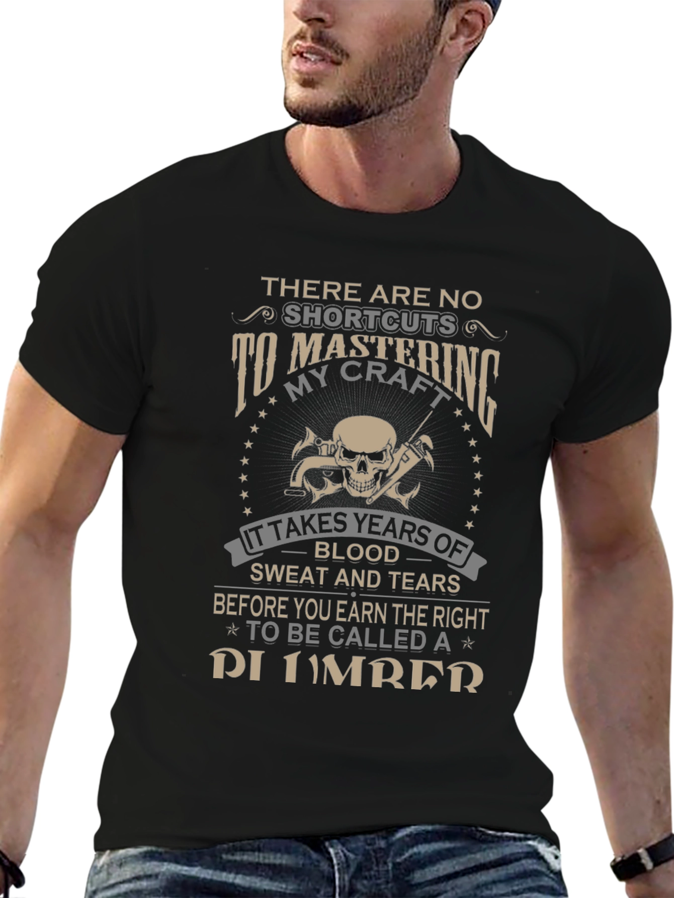 Black Plumber's Craft T-Shirt - No Shortcuts view 6