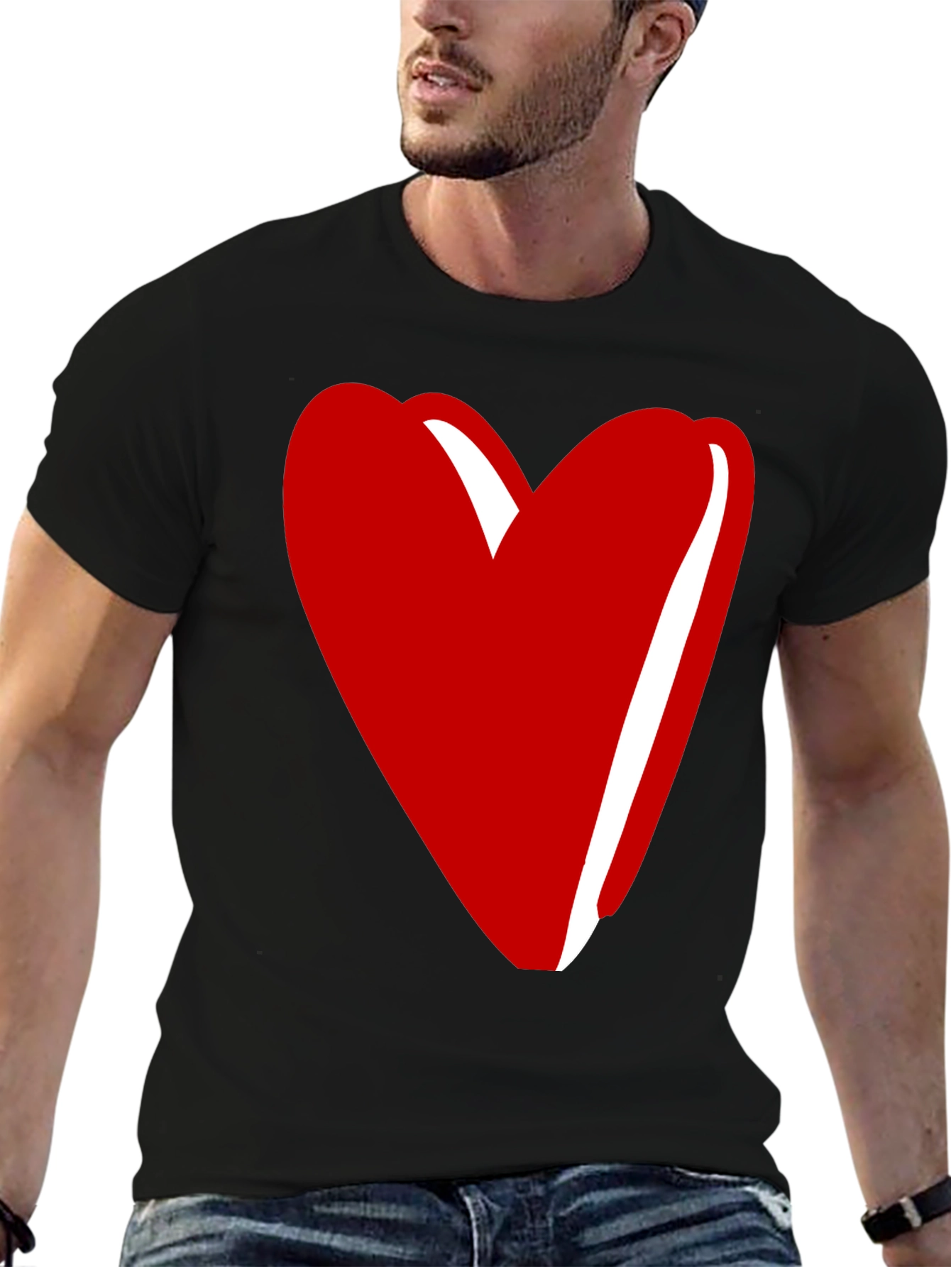 Black Heart Graphic Tee - Stylish Unisex Crew Neck T-Shirt view 6
