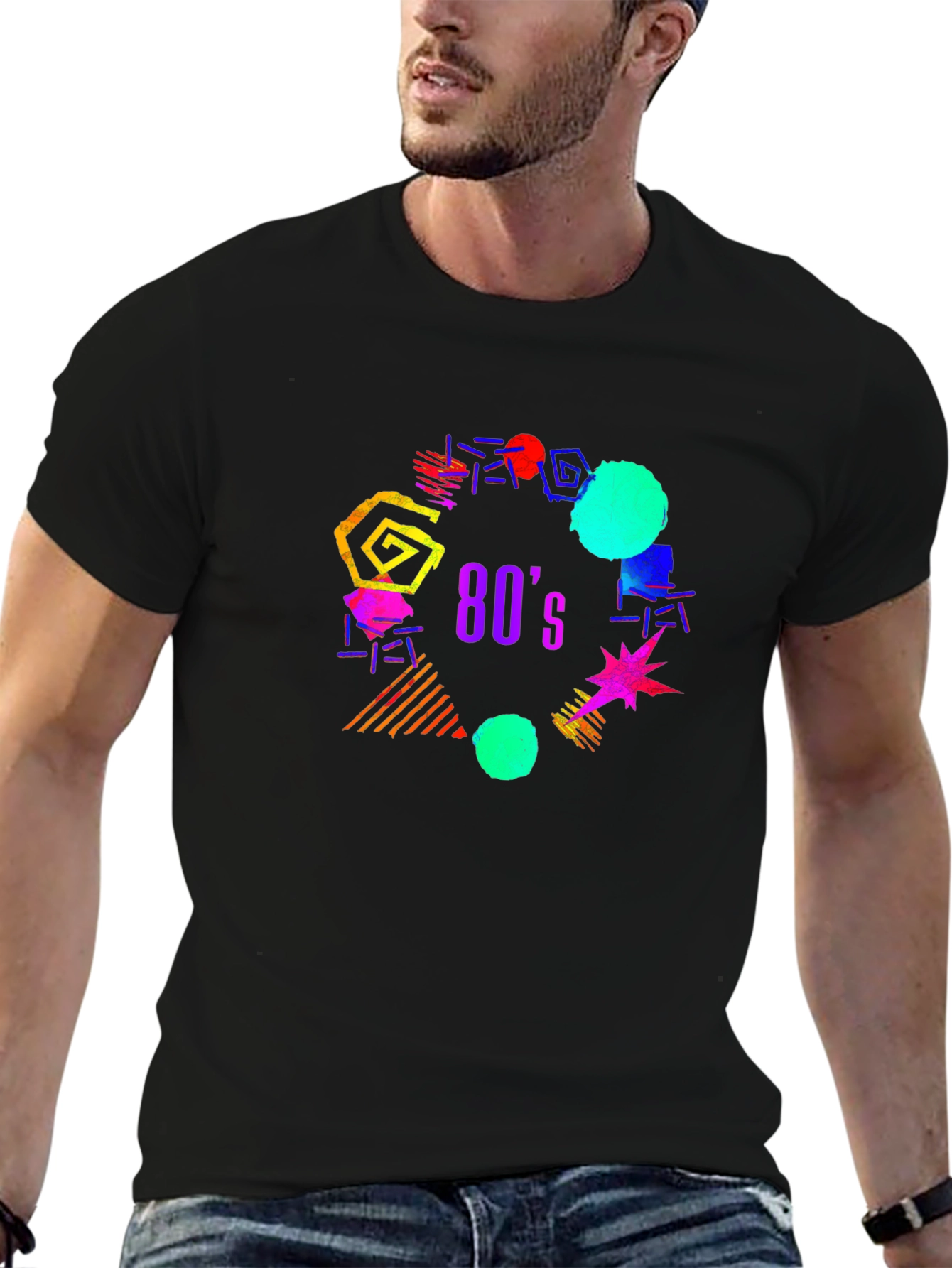 Black 80's Retro Graphic T-Shirt - Black view 6