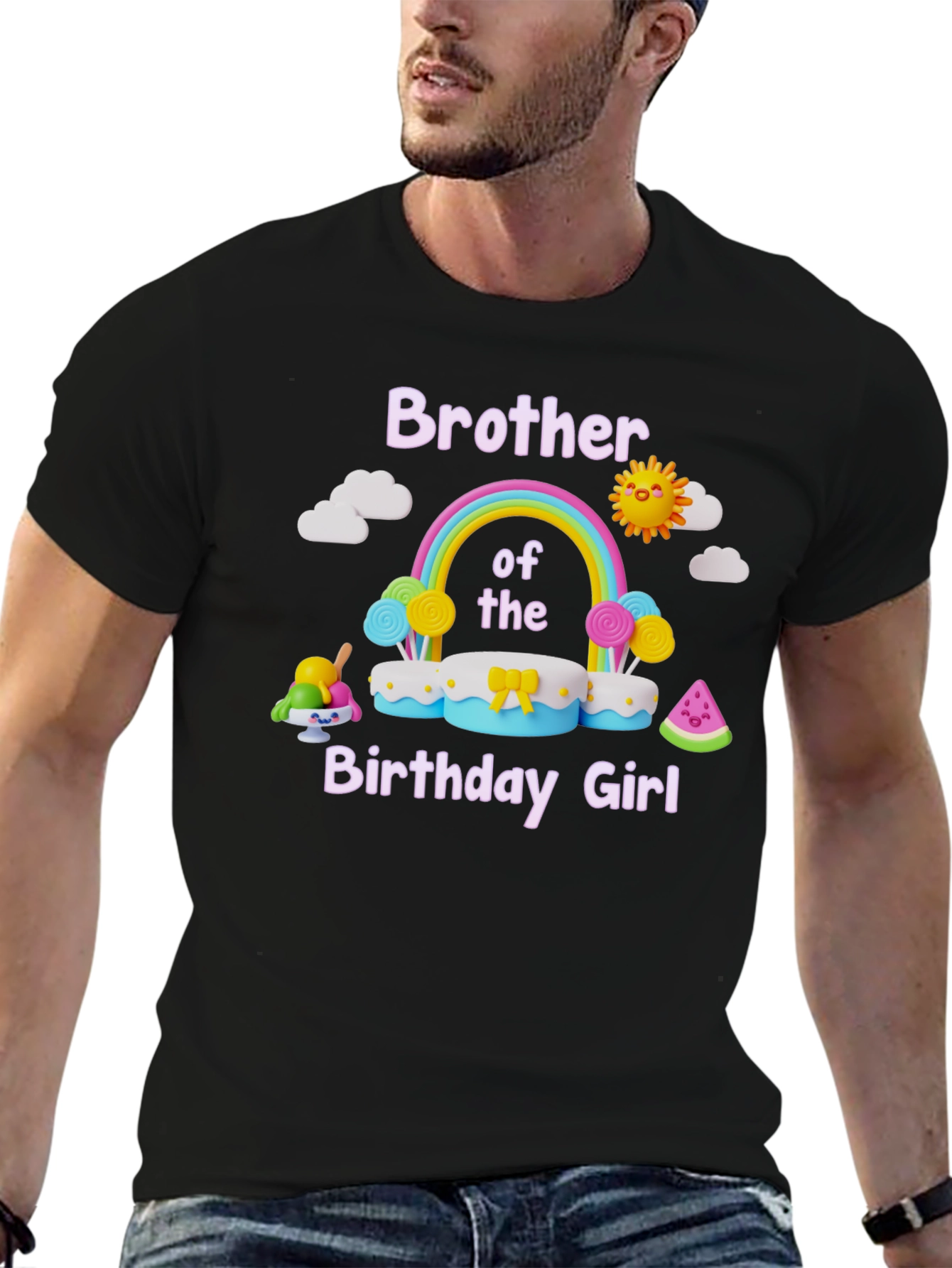 Black Brother of the Birthday Girl T-Shirt view 6