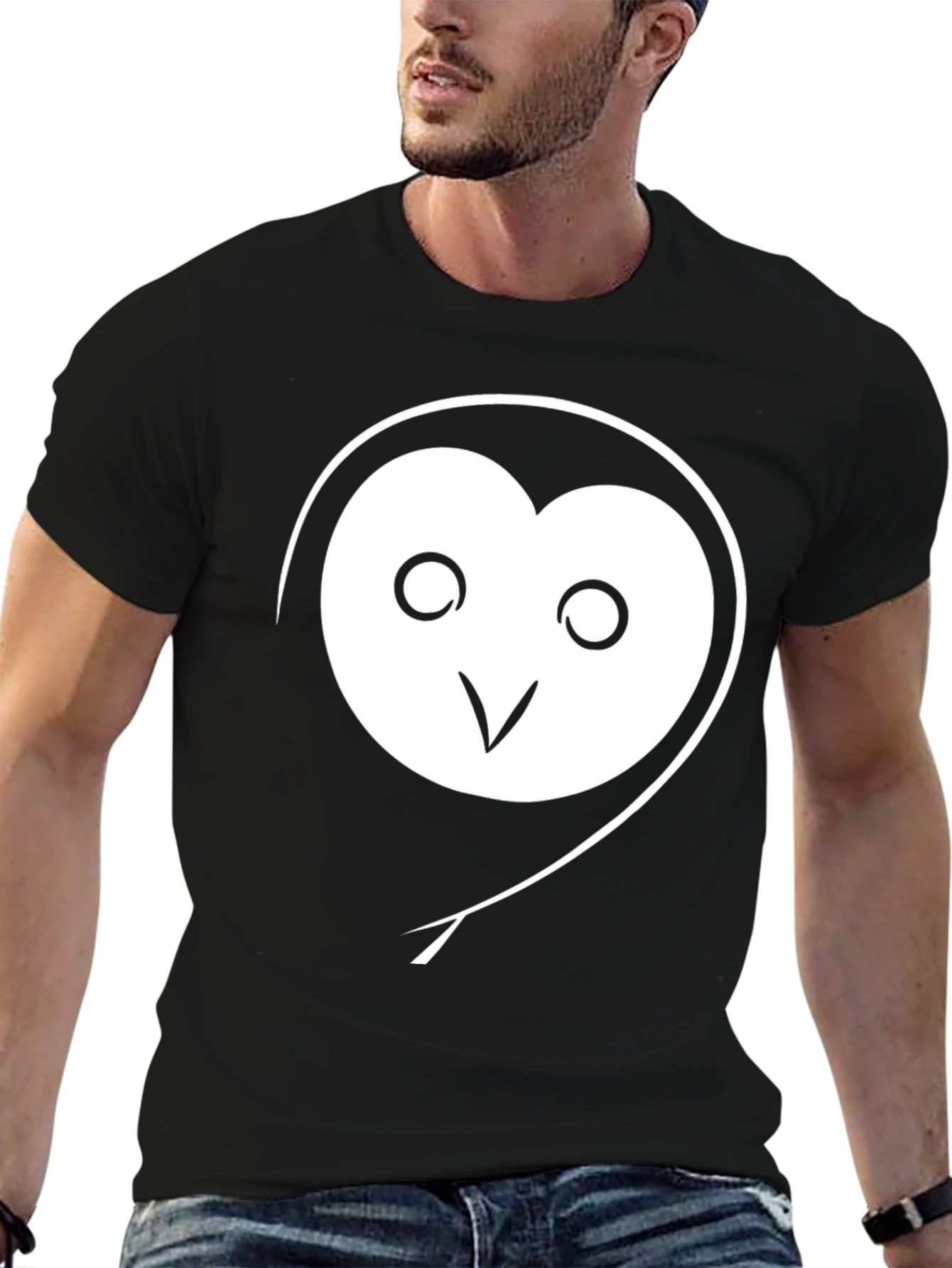 Black Owl Graphic Tee - Trendy Black T-Shirt view 6