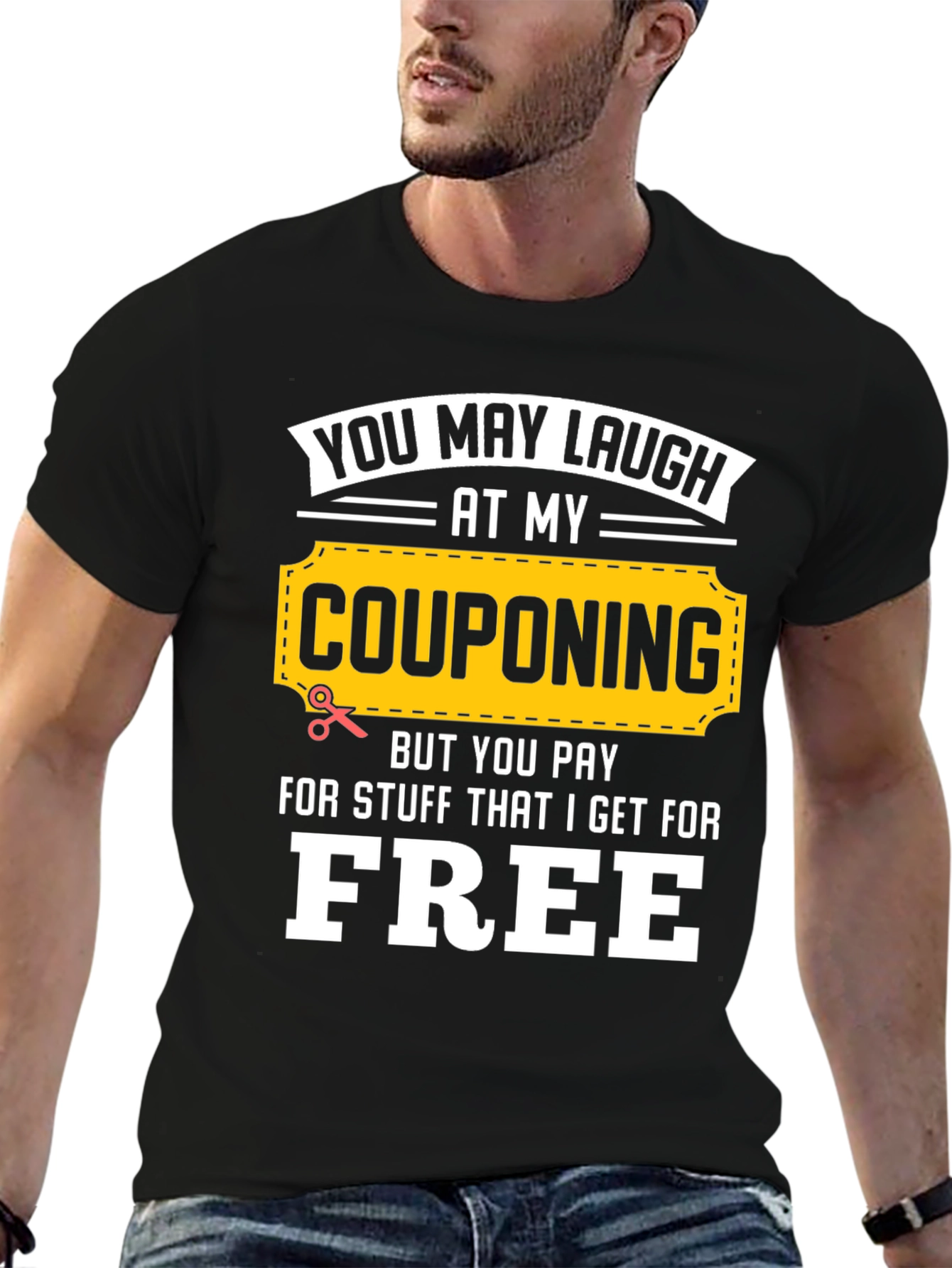 Black Couponing Humor T-Shirt - Free Stuff! view 6
