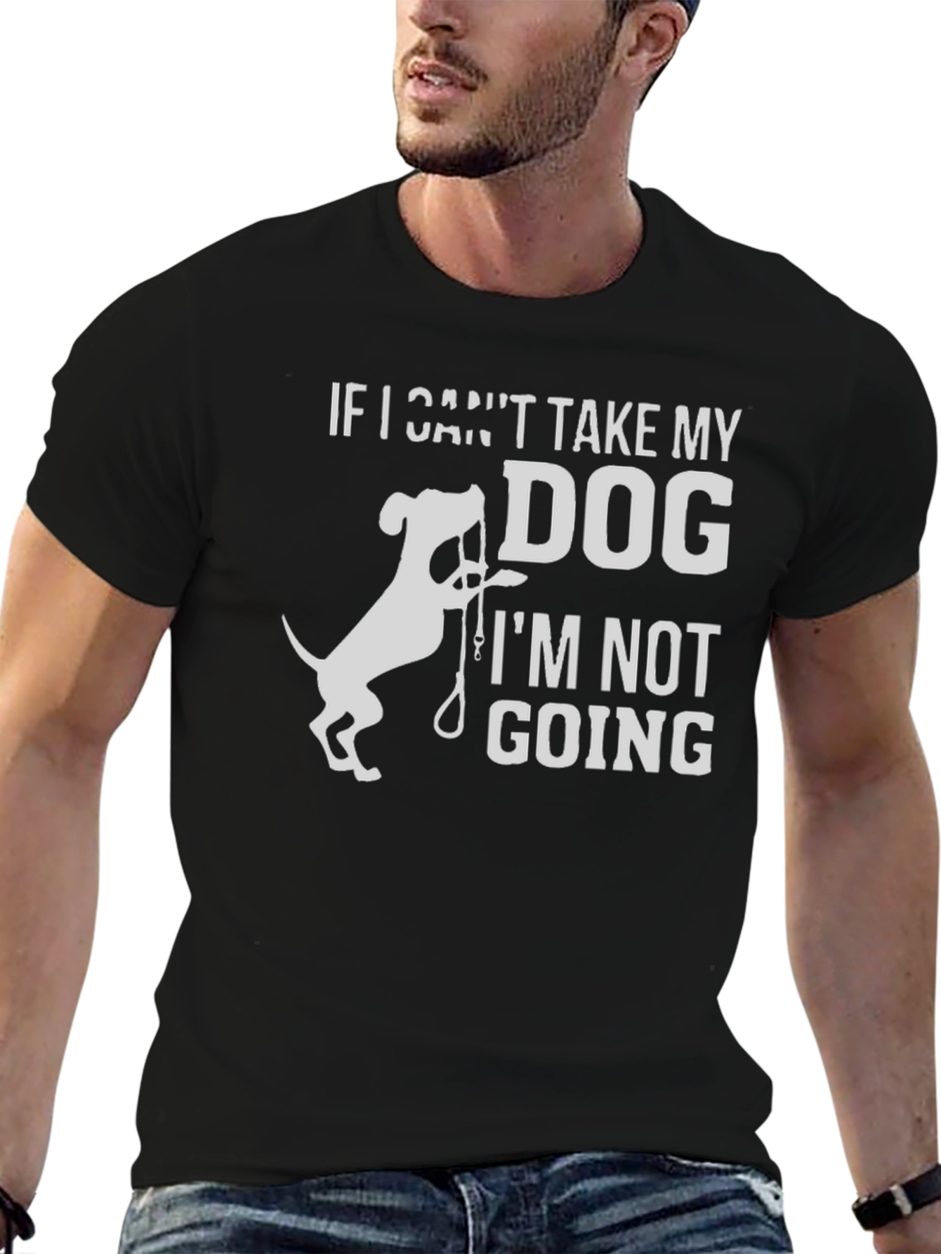 Black Dog Lover Tee: If I Can't Take My Dog T-Shirt view 6