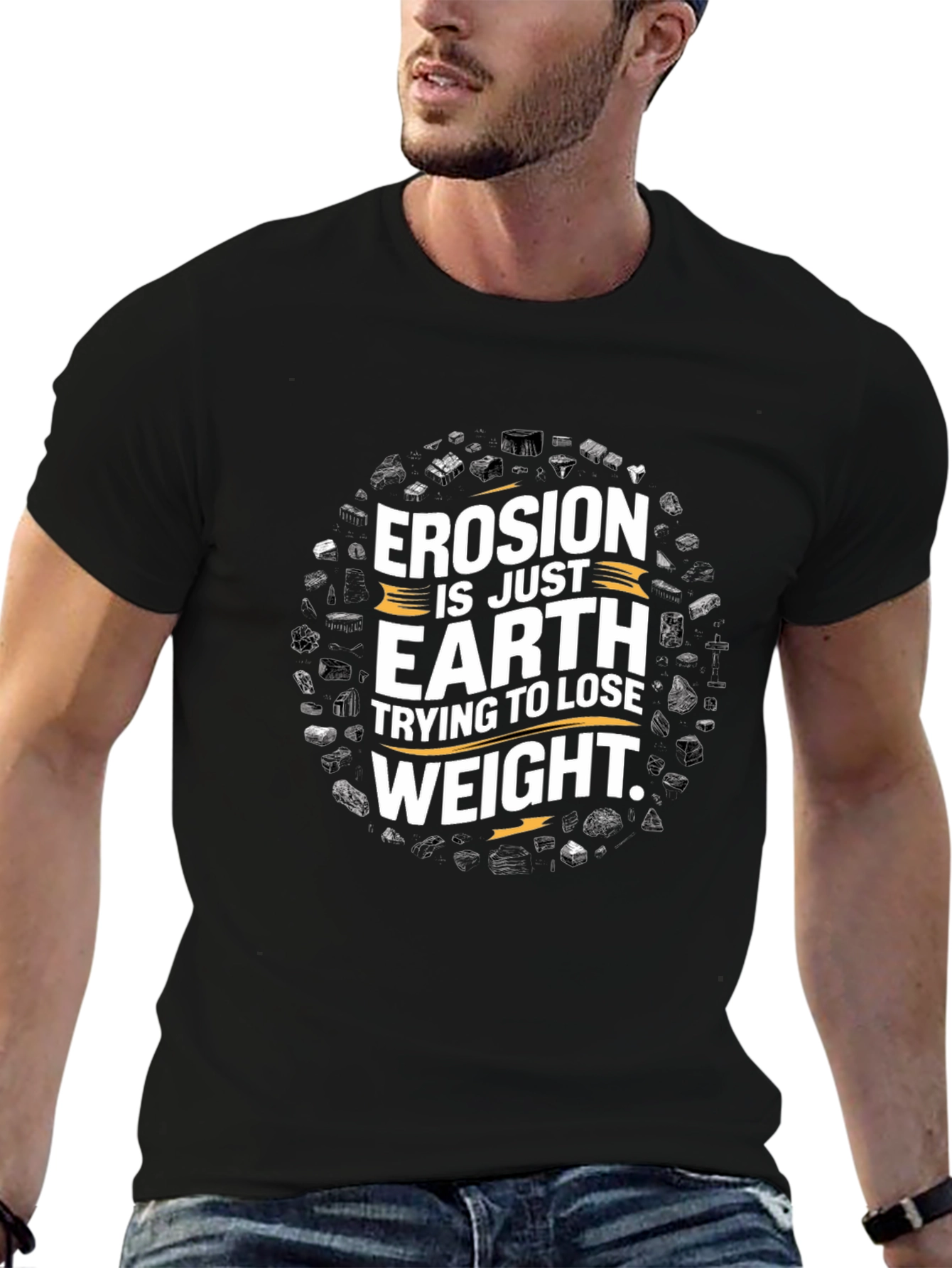 Black Erosion Earth Weight T-Shirt - Funny Geology Tee view 6