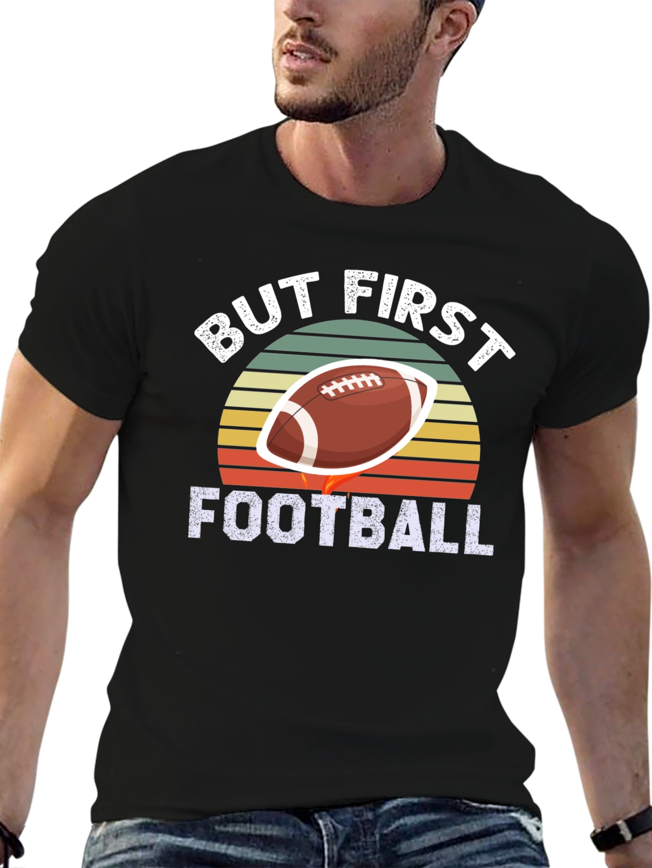 Black But First Football Graphic Tee - Stylish & Sporty view 6