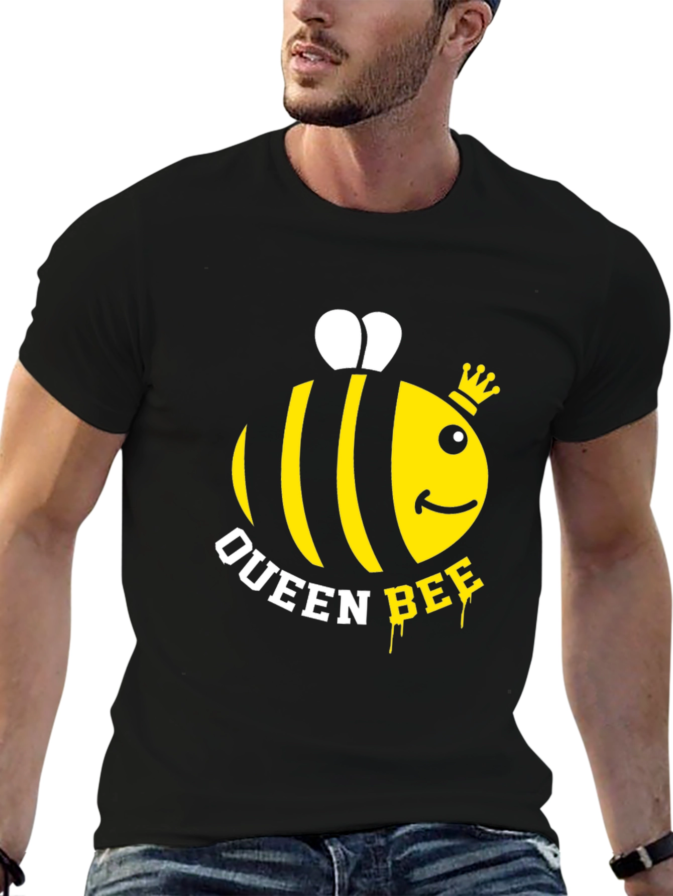 Black Queen Bee Graphic T-Shirt - Trendy Casual Wear view 6
