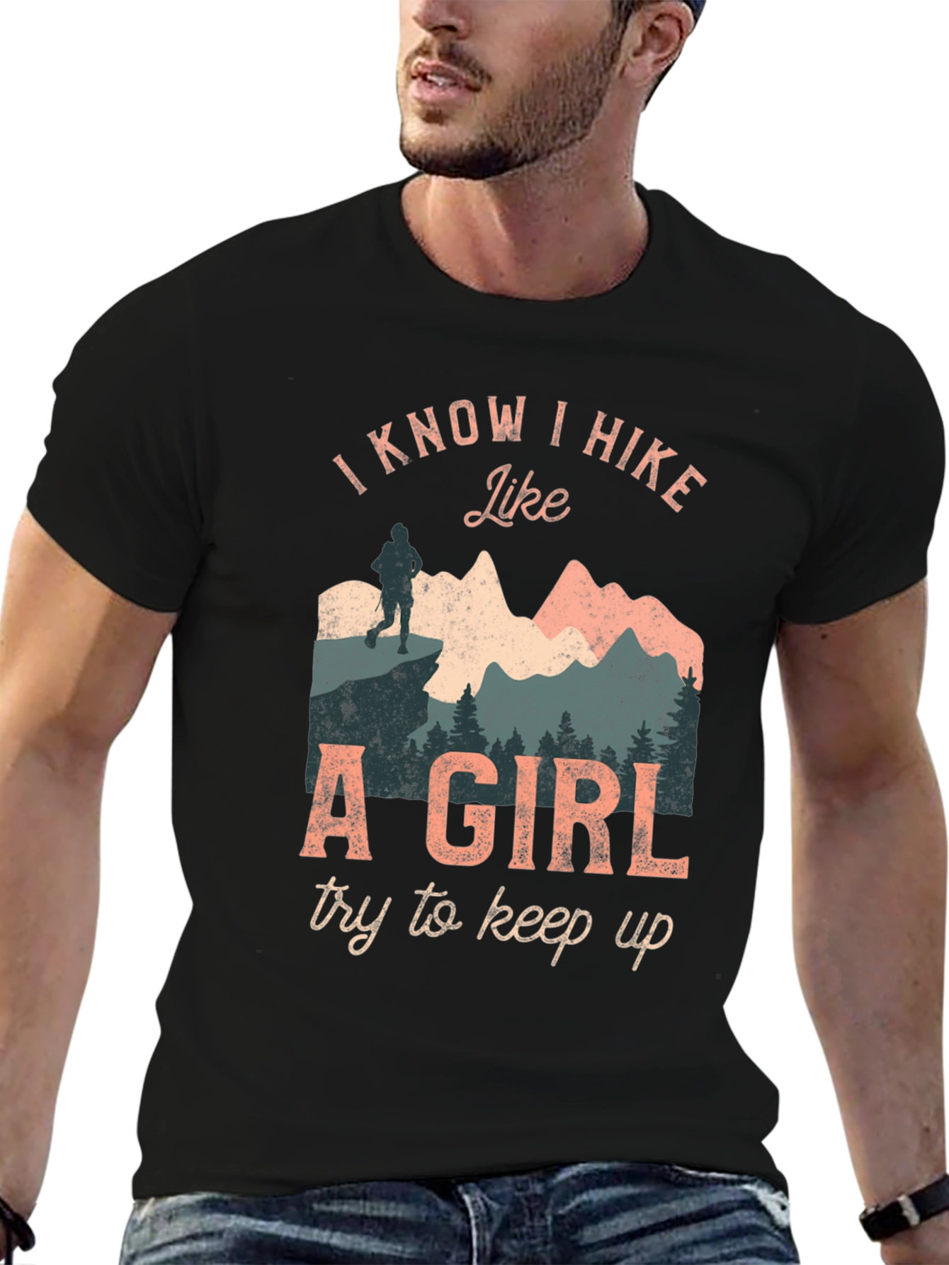 Black I Hike Like A Girl Graphic T-Shirt view 6