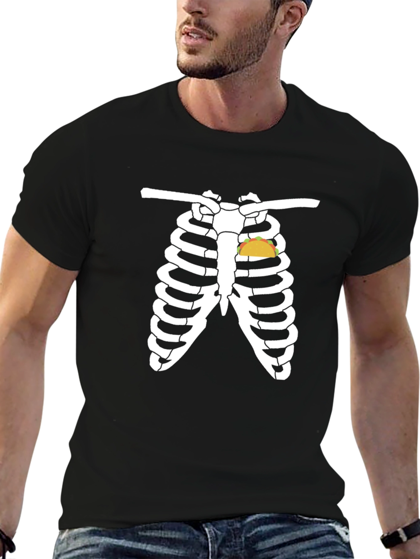 Black Taco Skeleton Ribcage Graphic Tee view 6
