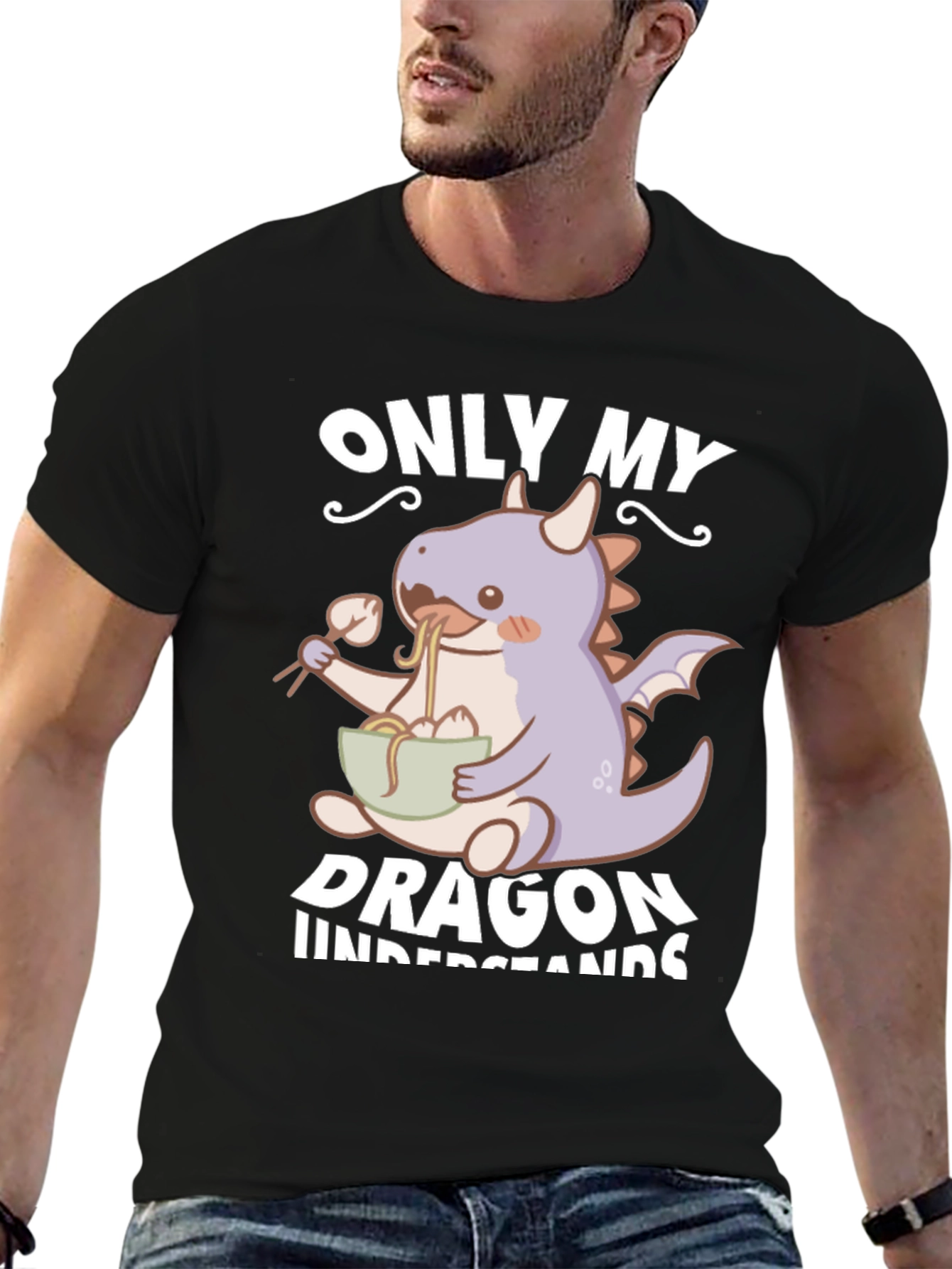 Black Only My Dragon Understands T-Shirt view 6