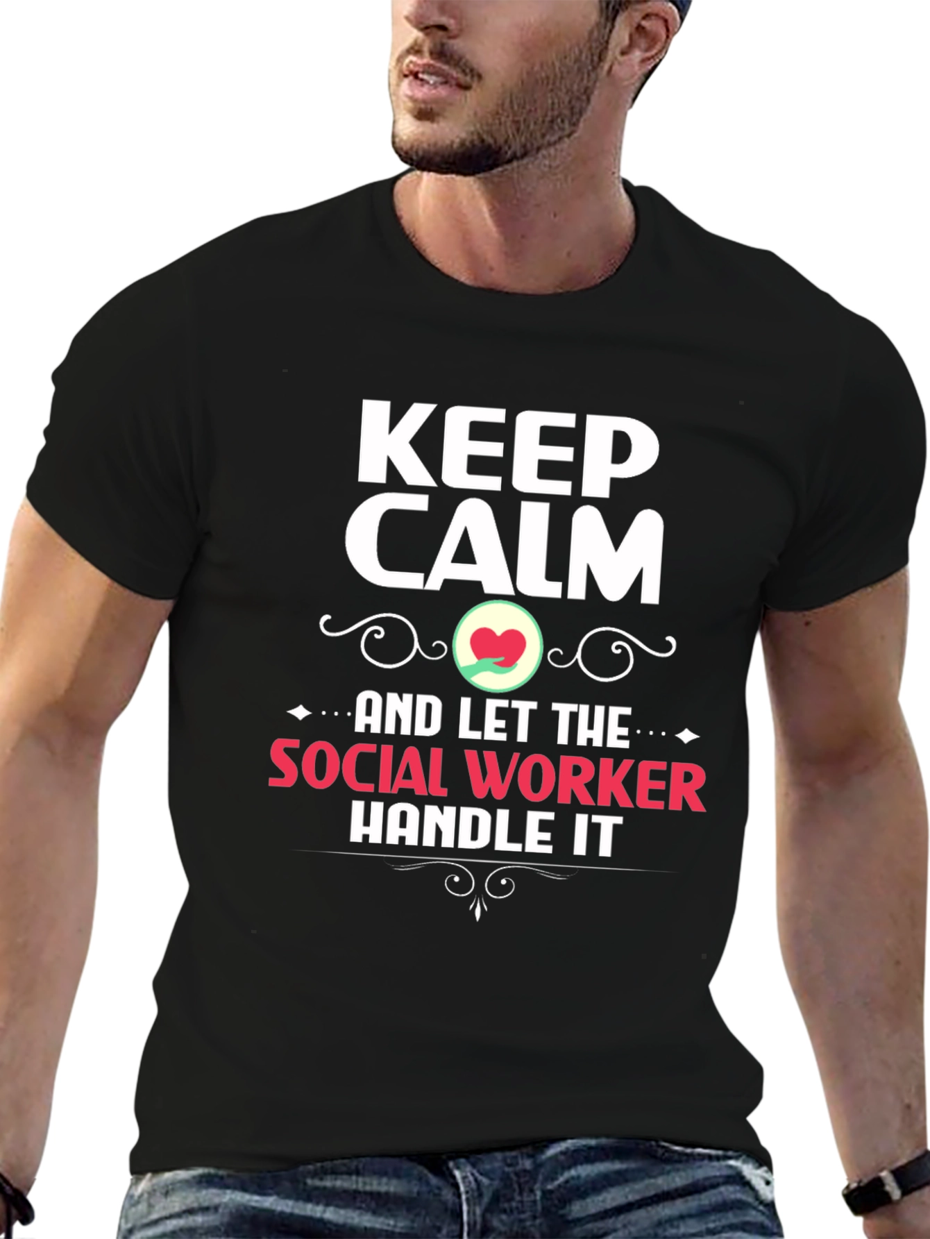 Black Keep Calm Social Worker T-Shirt view 6