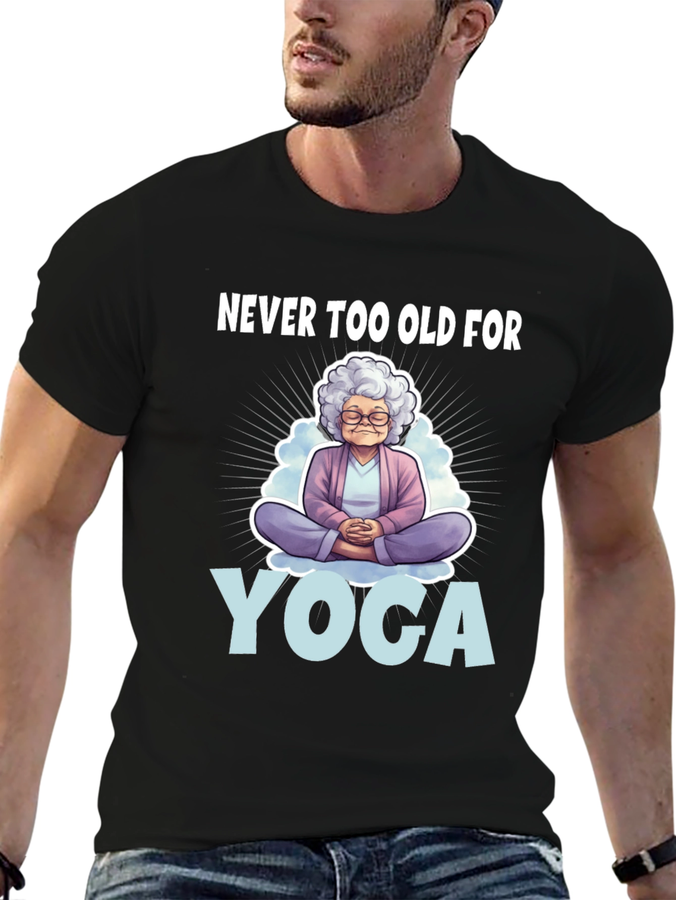 Black Never Too Old for Yoga T-Shirt view 6