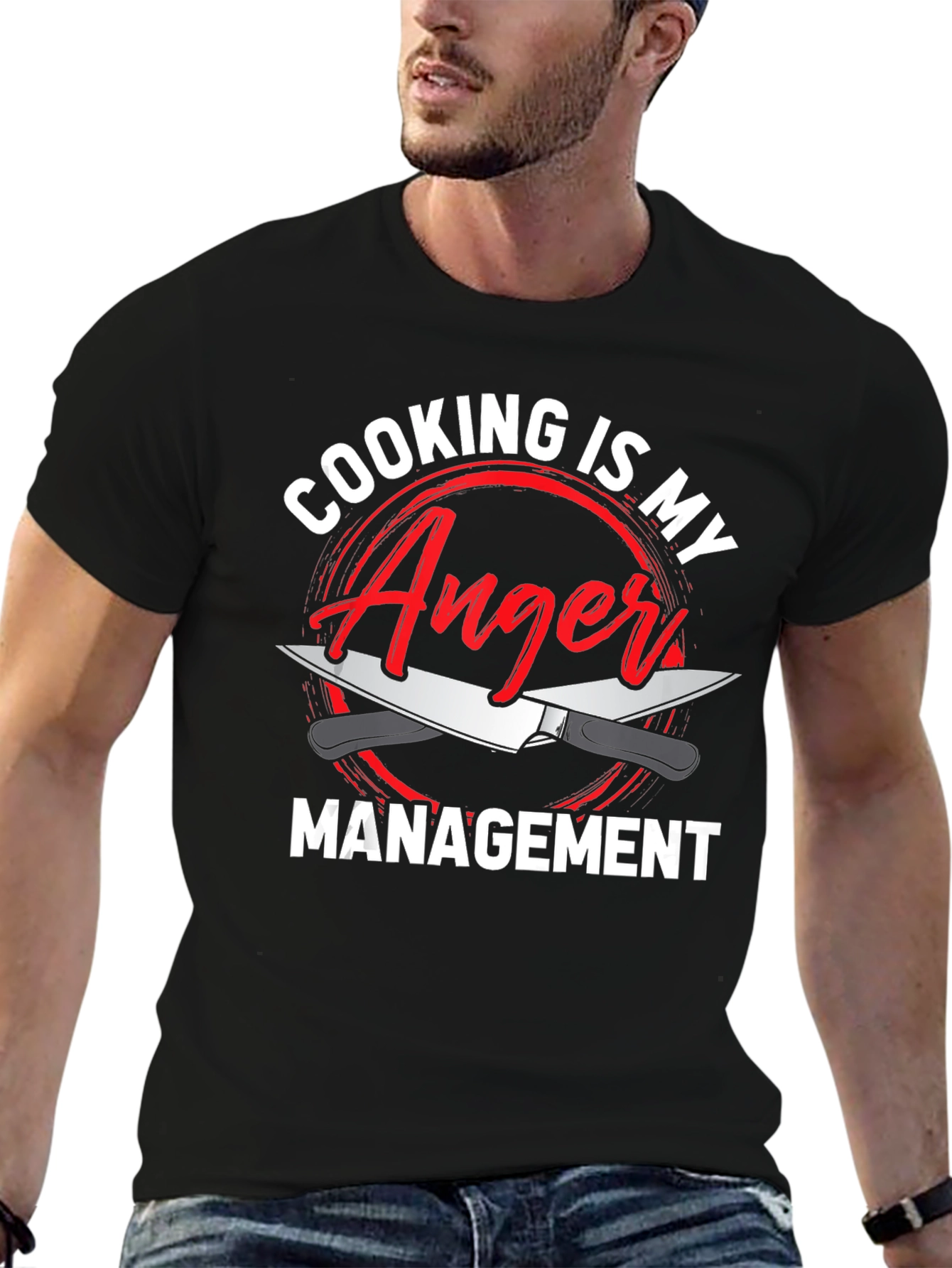 Black Cooking is My Anger Management Funny Chef T-Shirt view 6