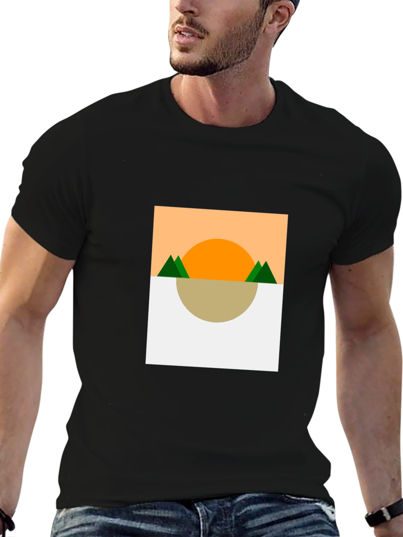 Black Geometric Landscape T-Shirt view 6
