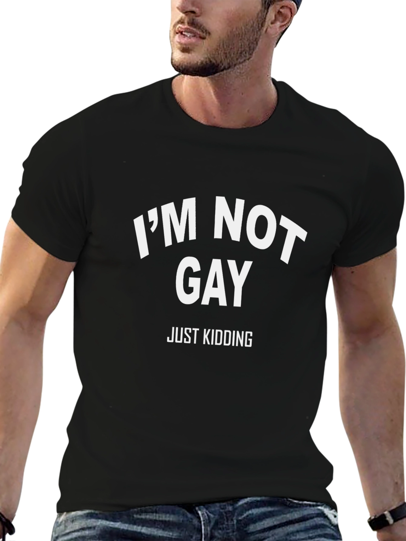 Black Funny "I'm Not Gay" T-Shirt view 6