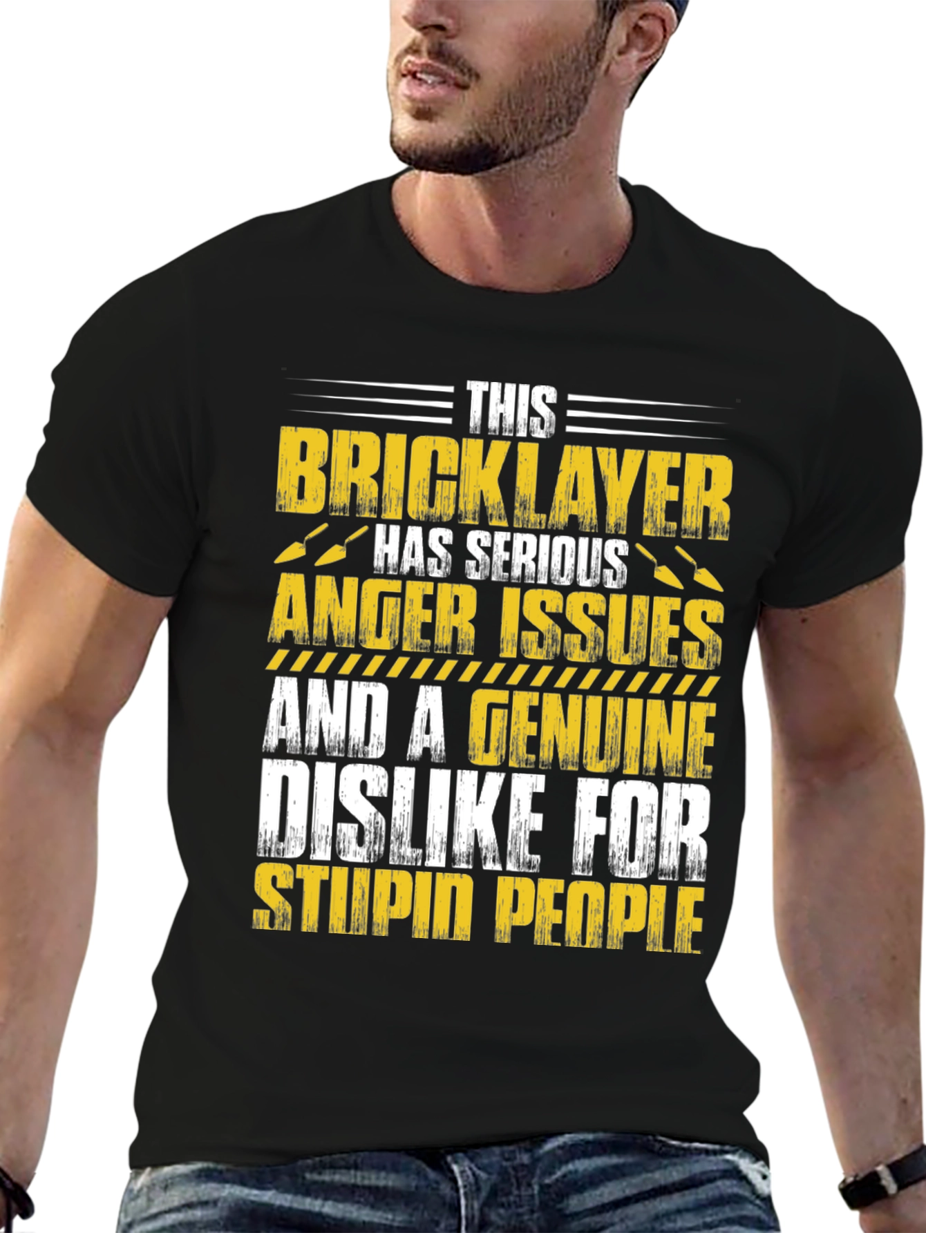 Black Bricklayer Graphic T-Shirt: Serious Anger Issues, Funny Tee view 6
